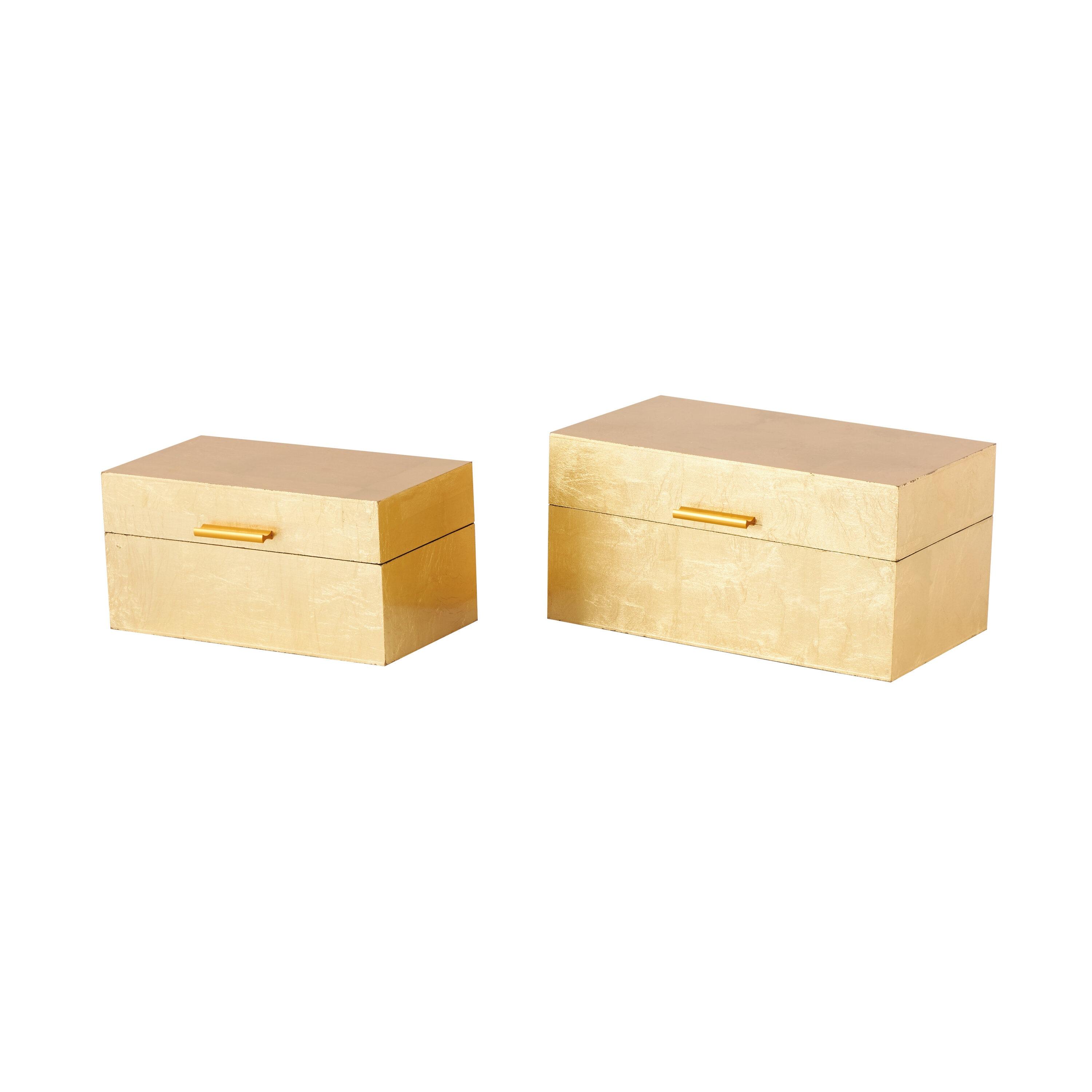 CosmoLiving by Cosmopolitan Wooden Decorative Box with Textured Foiled Exterior Set