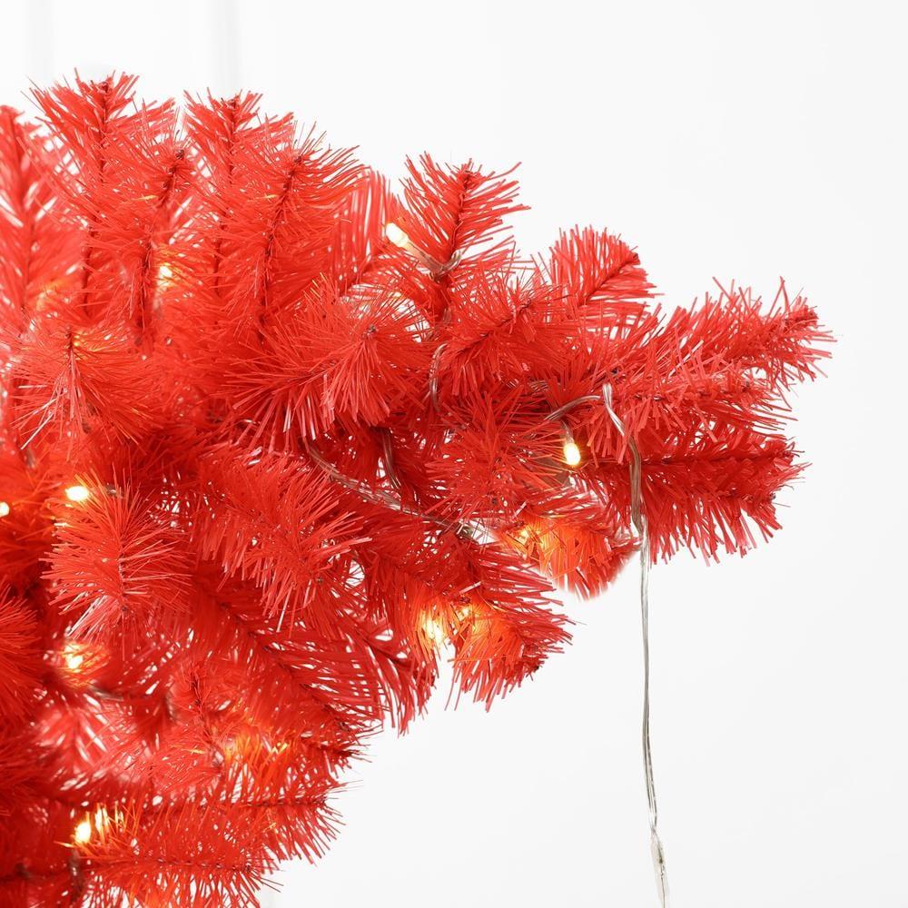 LuxenHome 5Ft Pre-Lit Artificial Tree with Santa Hat Treetop Multicolored