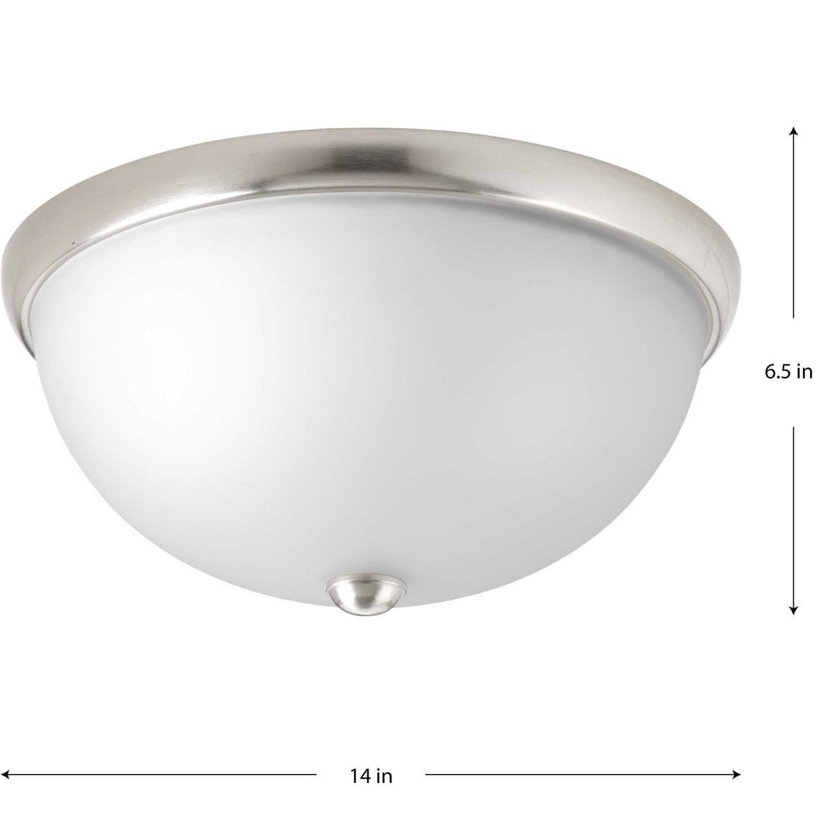 Progress Lighting, Dome Collection, 2-Light Flush Mount, Brushed Nickel, Etched Glass, Material: Steel