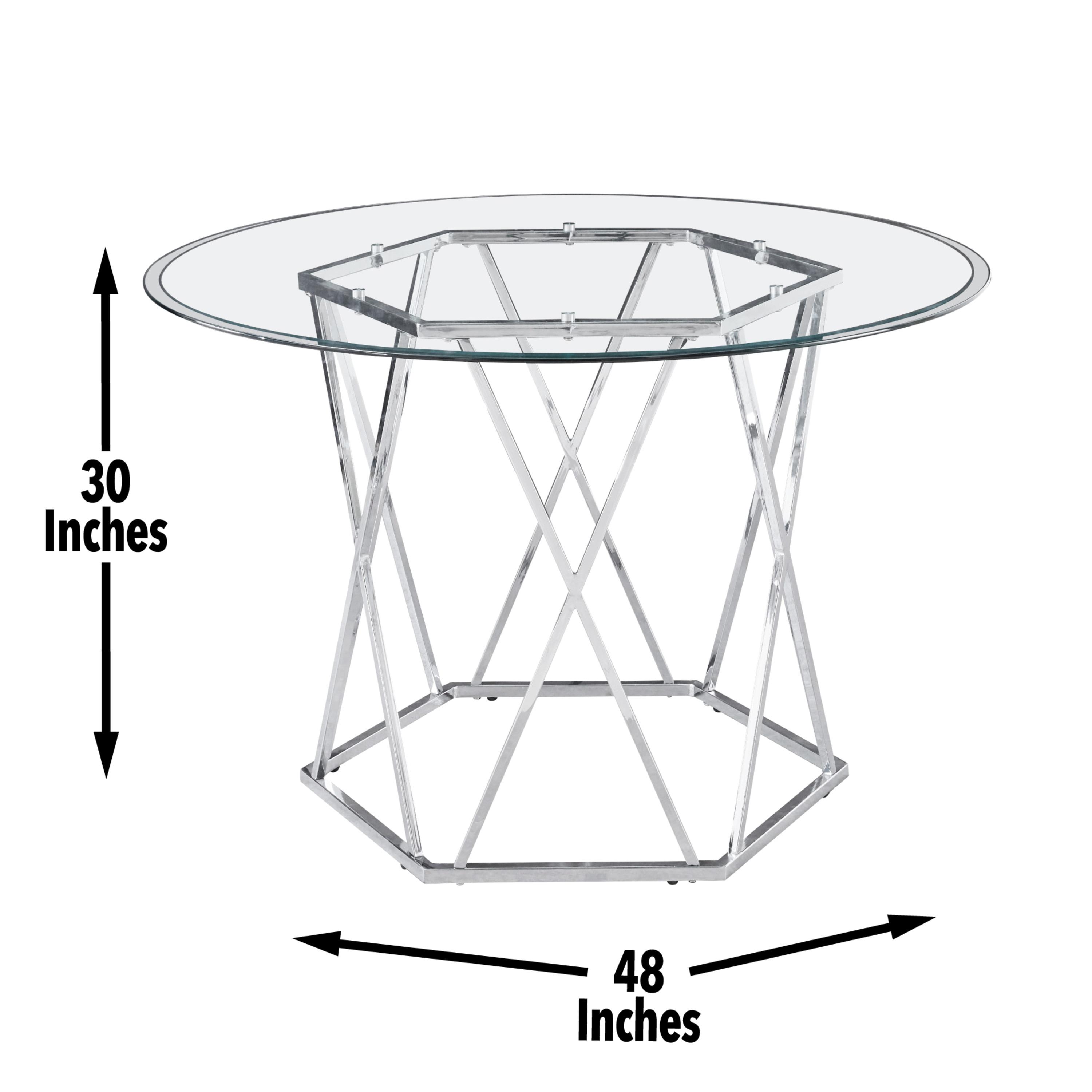 Steve Silver Co. Escondido Dining Table Chrome : 48" Modern Glass Top, Metal Frame, Seats 4