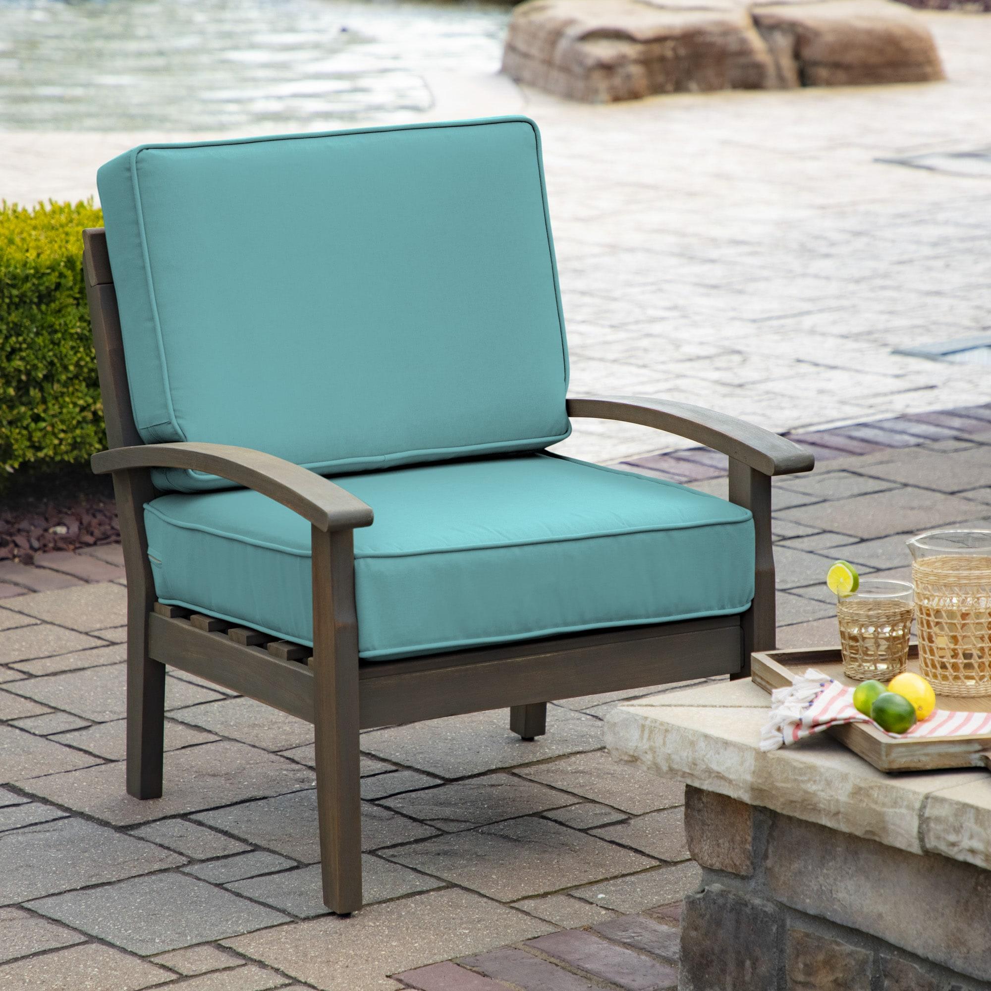 Arden Selections ProFoam EverTru Acrylic 24 x 24 x 6 Inch Outdoor Deep Seat Cushion Set, Aqua