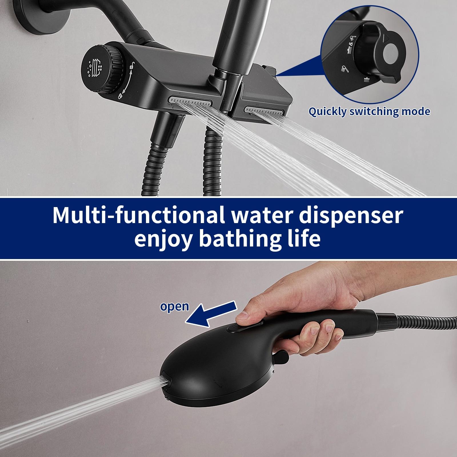 10-spray Wall Mount Dual Shower Head and Handheld Shower Head 1.8 GPM with Stainless Steel Hose