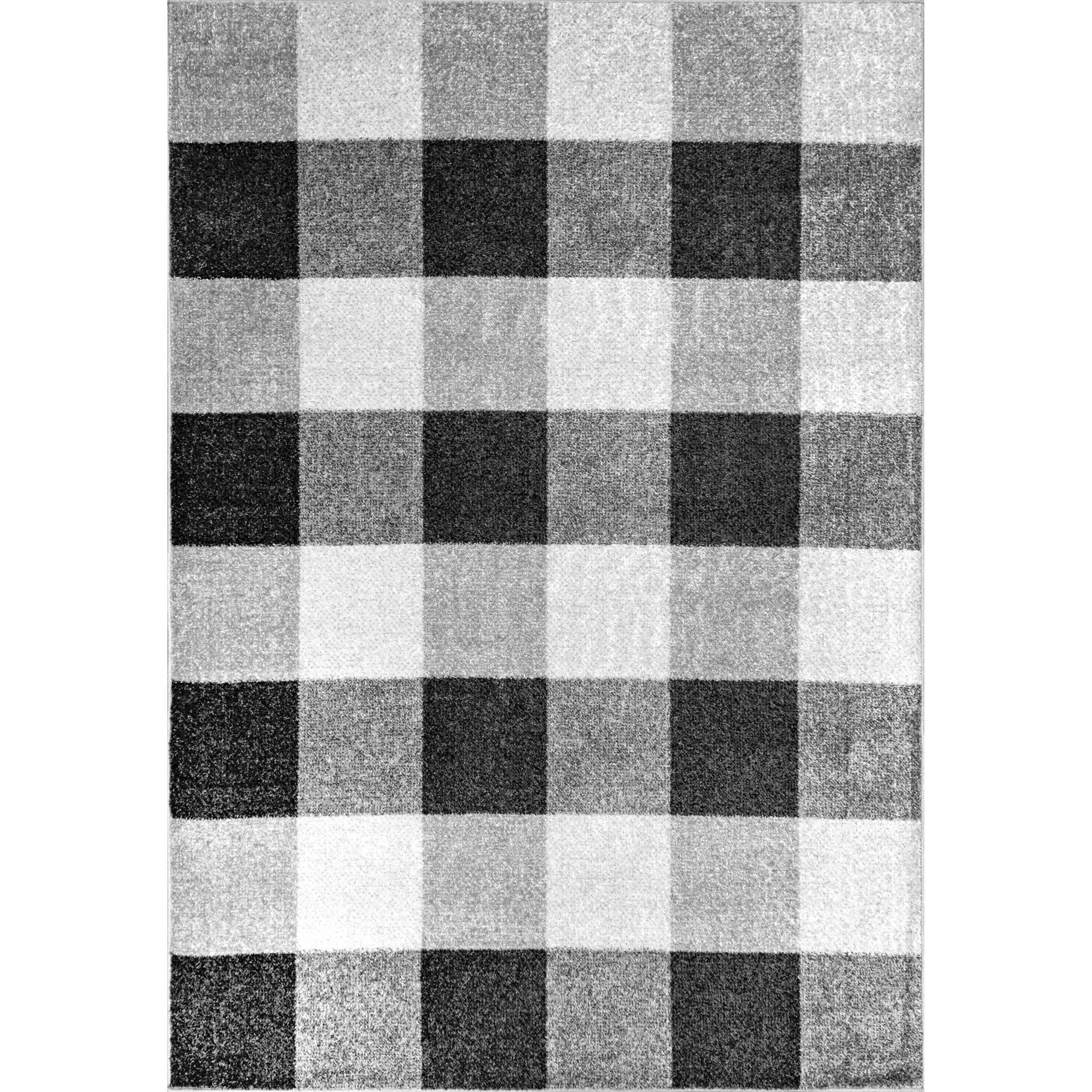 Nuloom Aisha Plaid 3x5 Accent Indoor Area Rug for Living Room Bedroom Dining Room Entryway Kitchen, Grey/Ivory