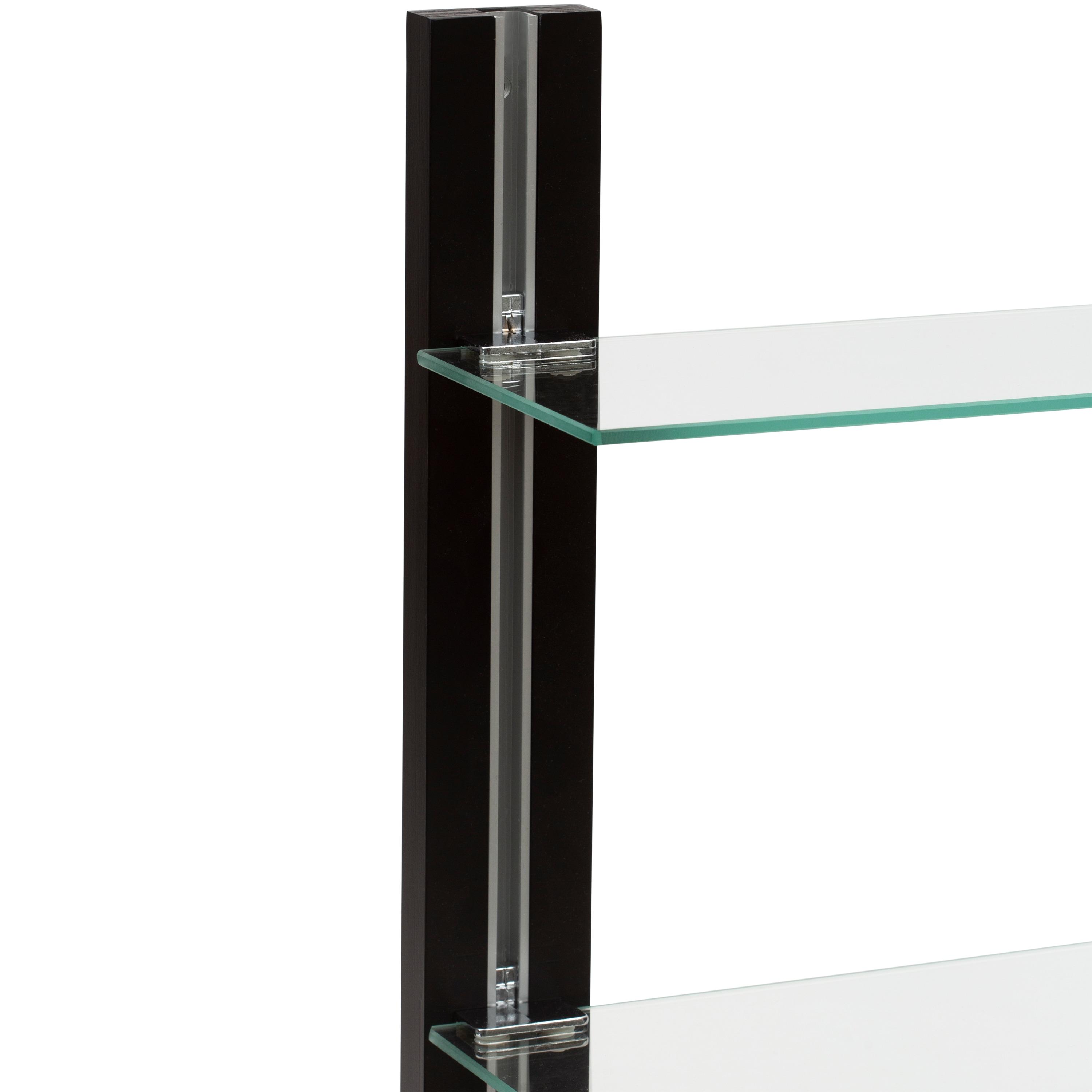 Organize It All Two Tier Deluxe Wood Glass Shelf with Towel Bar Brown : Microfiber, Machine Washable, Non-Slip Backing