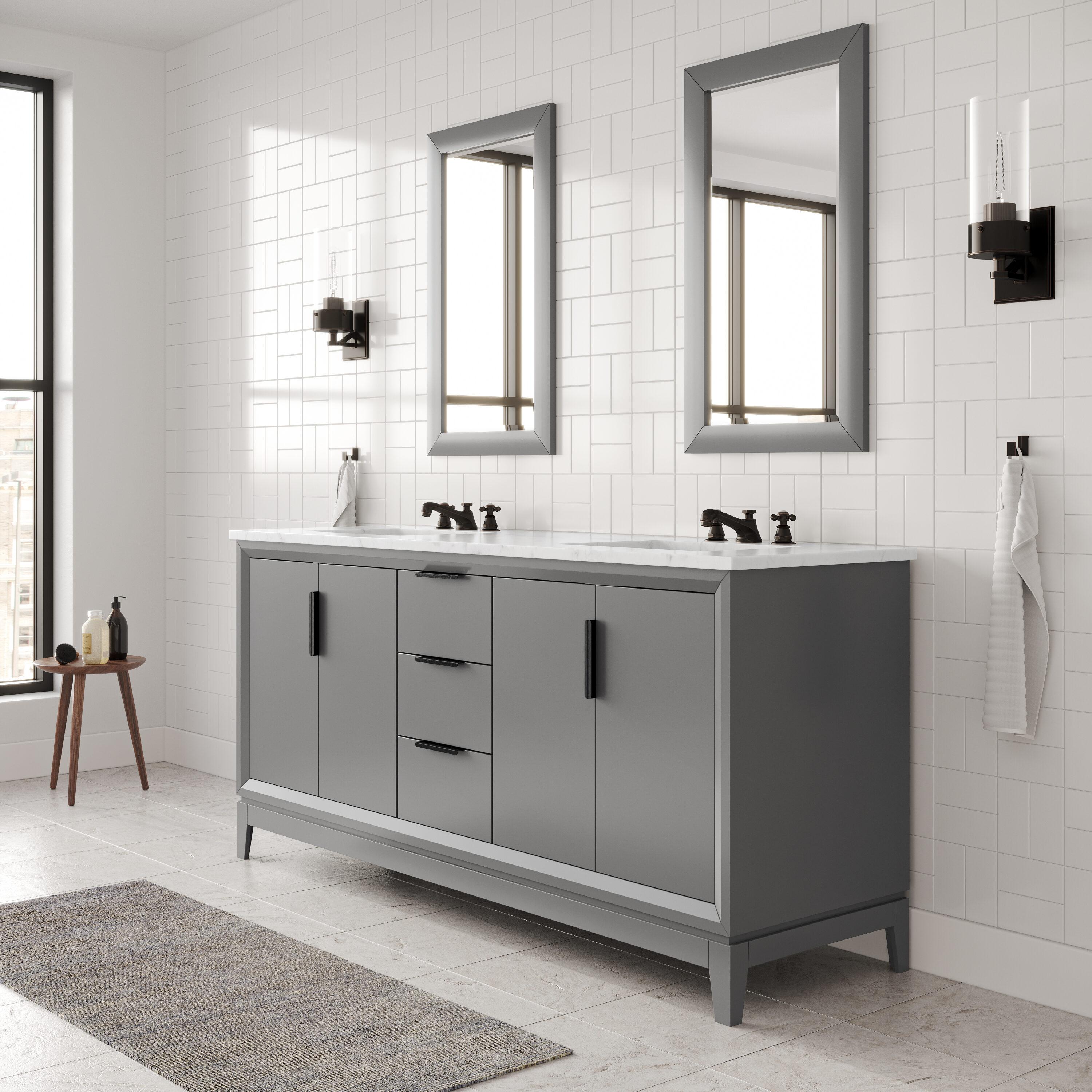 Elizabeth 72" Cashmere Grey Double Sink Freestanding Bathroom Vanity with Marble Top