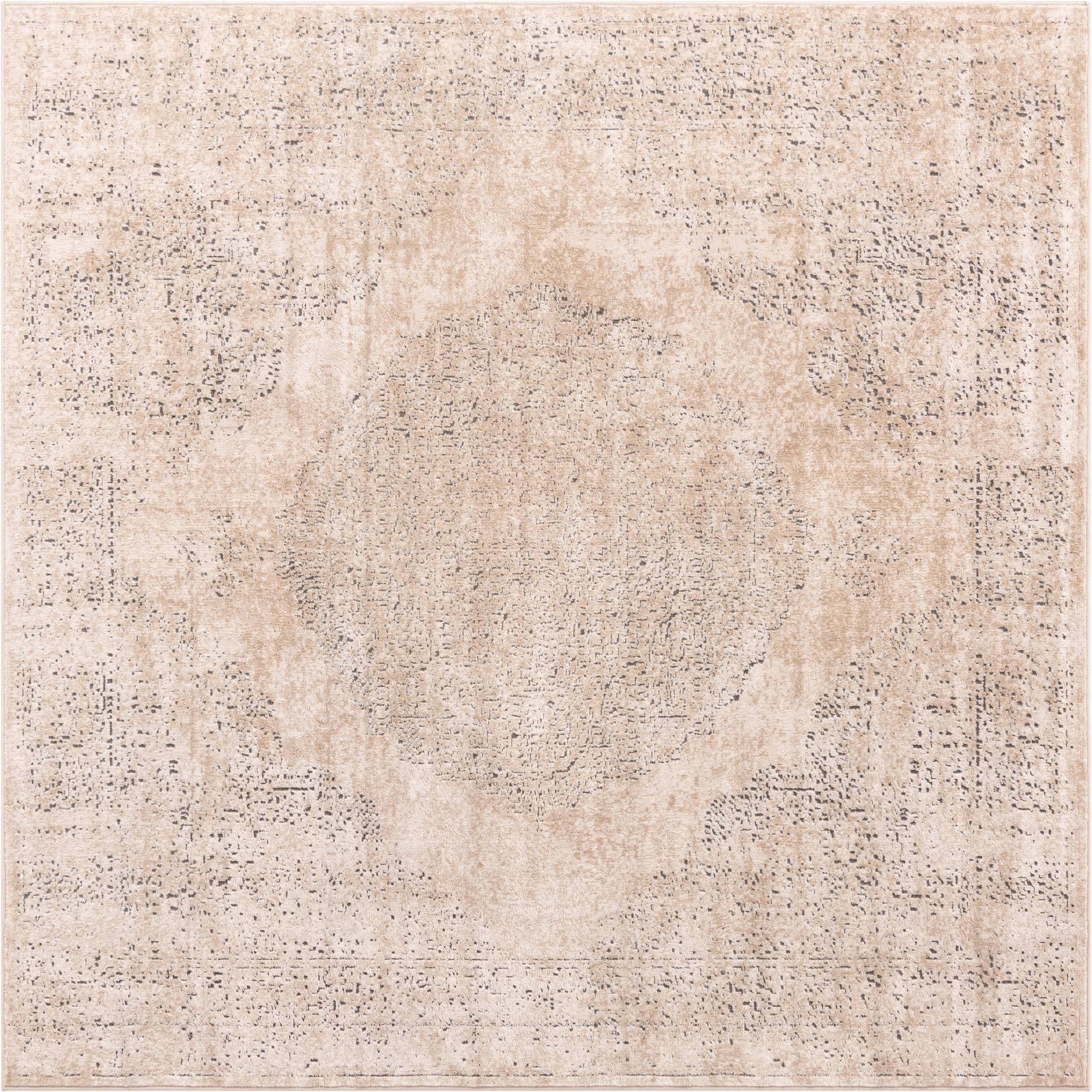 Unique Loom Portland Collection Area Rug - Woodburn (8' Square Ivory/Beige)
