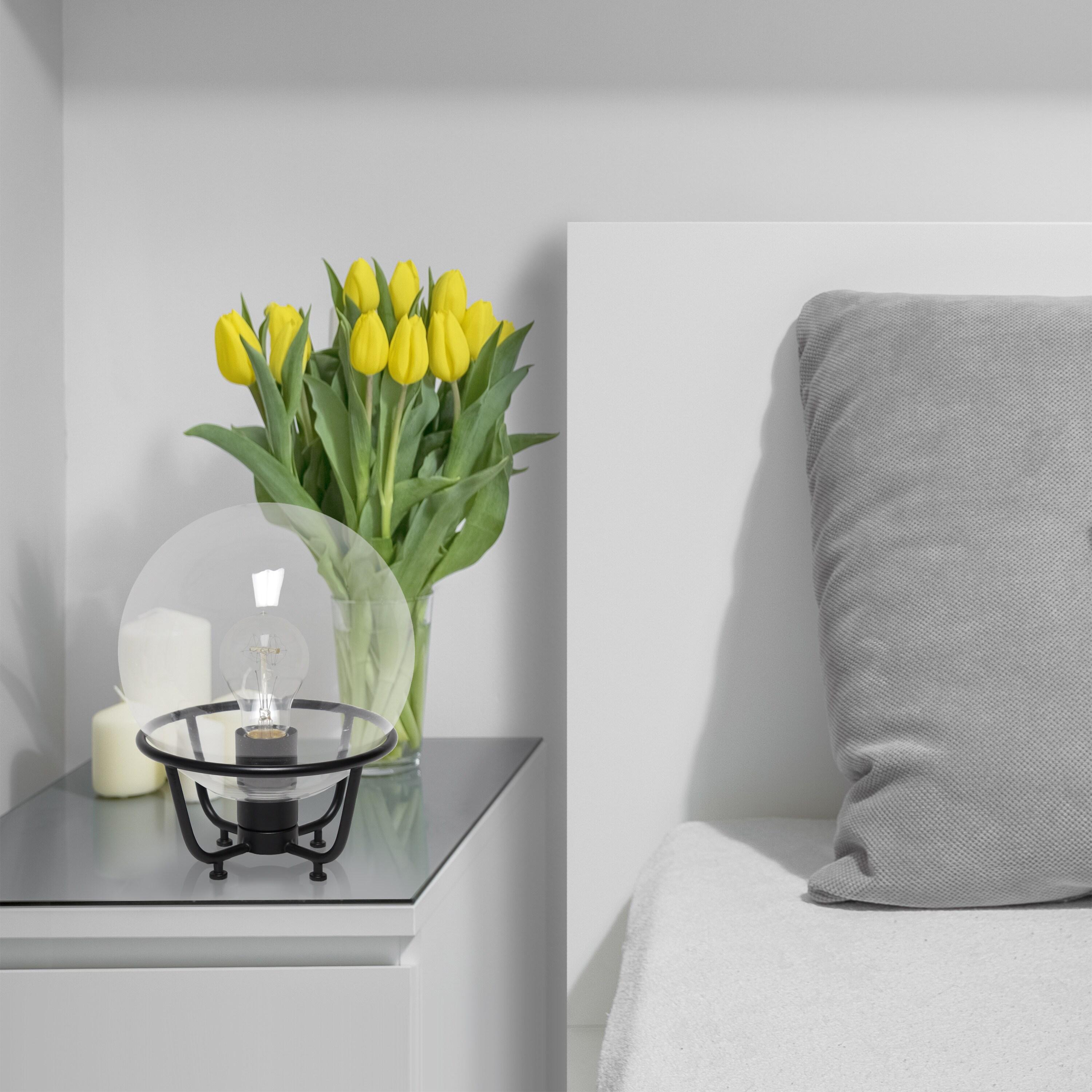 Lalia Home Old World Globe Glass Table Lamp Matte Black: No Assembly, UL Listed, Inline Switch