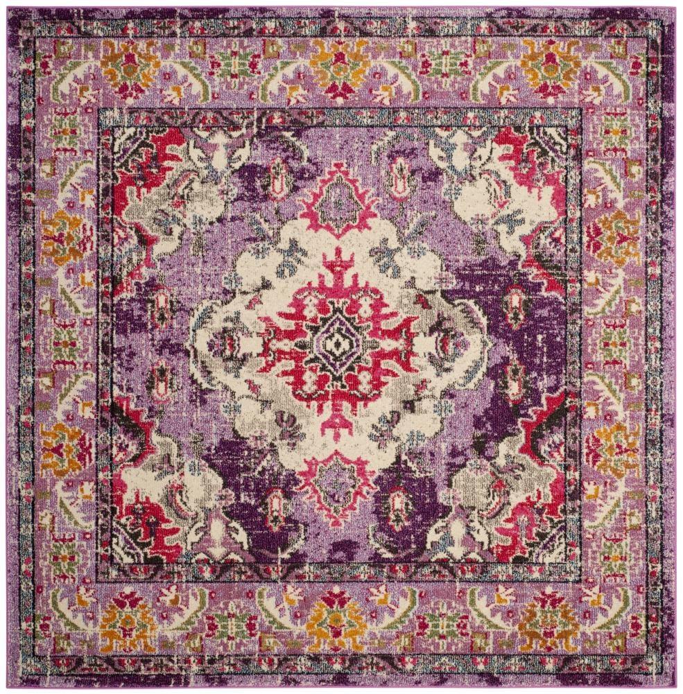 Monaco MNC243 Power Loomed Indoor Area Rug - Violet/Fuchsia - 6'7"x6'7" - Safavieh.