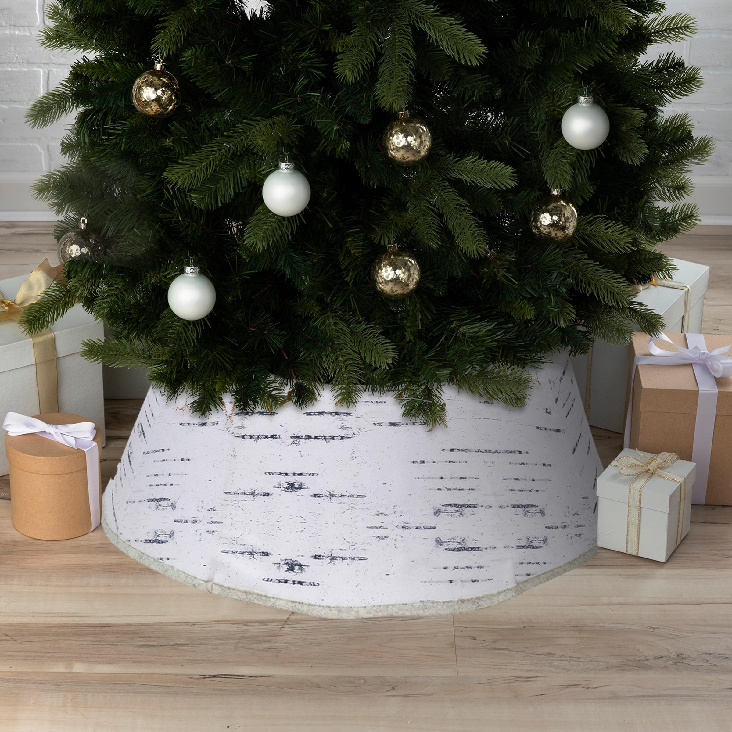 Birch Bark Patterned Polyester Christmas Tree Collar, 26" Diameter