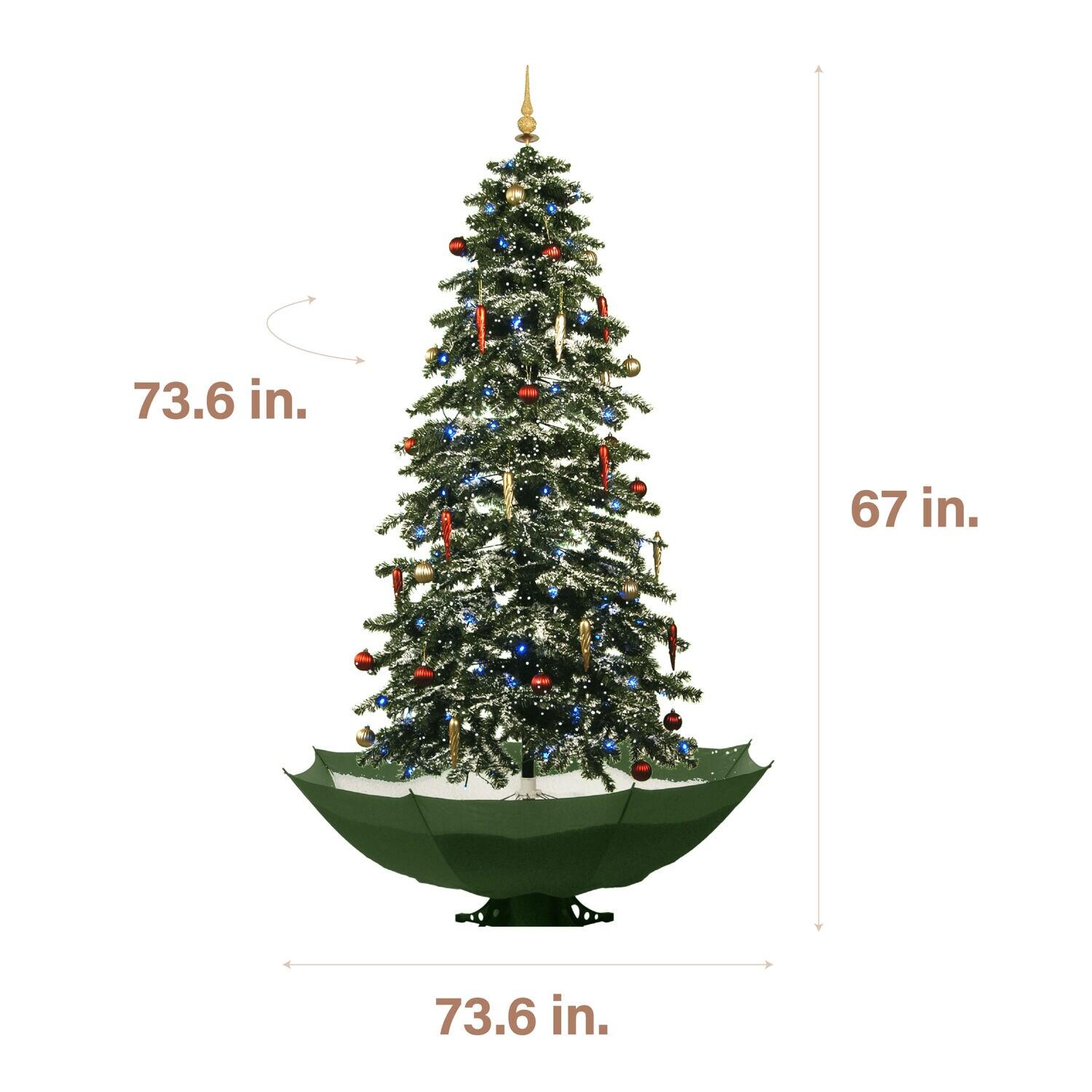 Fraser Hill Farm 67-In. Musical Prelit Snowing Christmas Tree with Green Umbrella Base