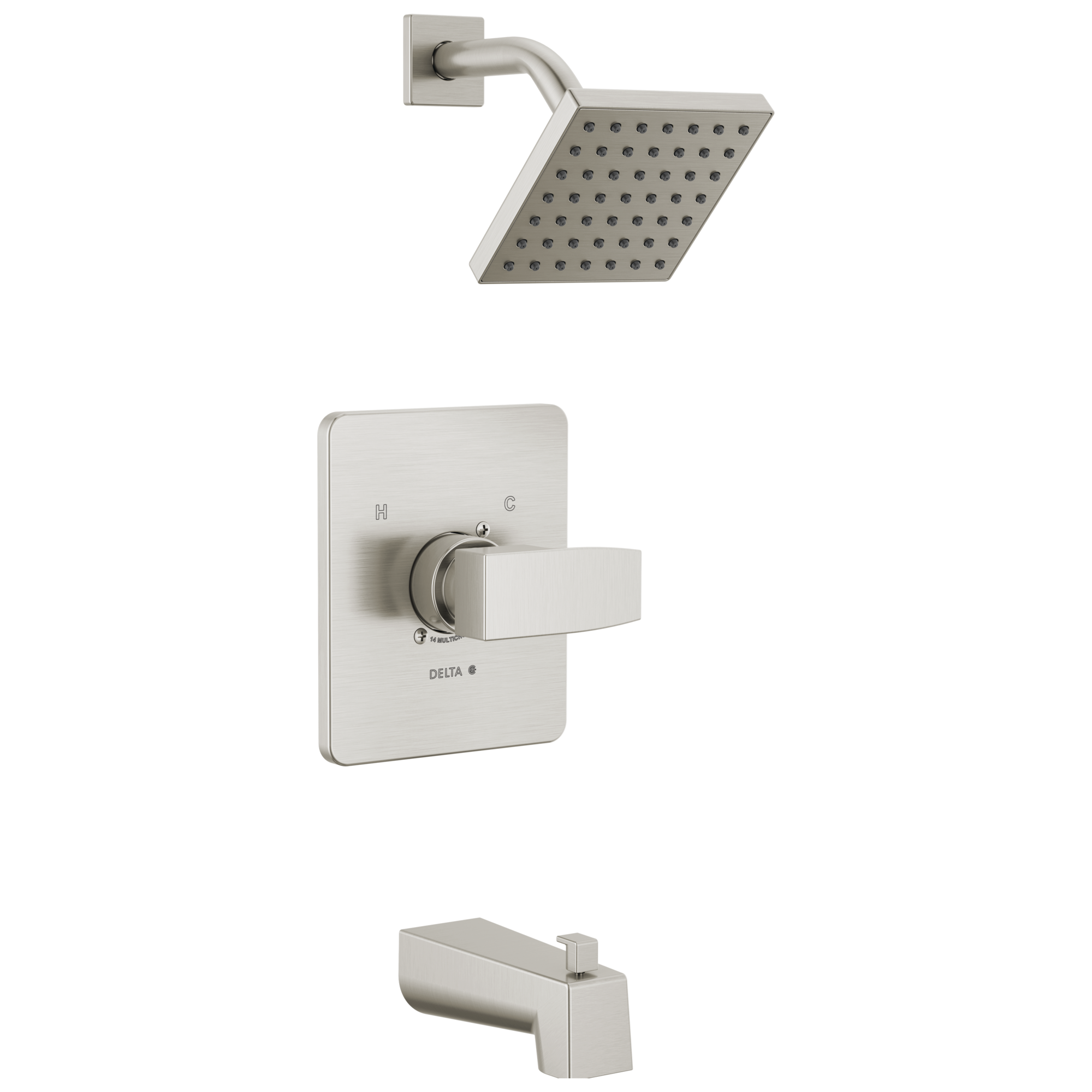 Modern Monitor 14 Series 1-handle Single Function Square Tub & Shower Trim