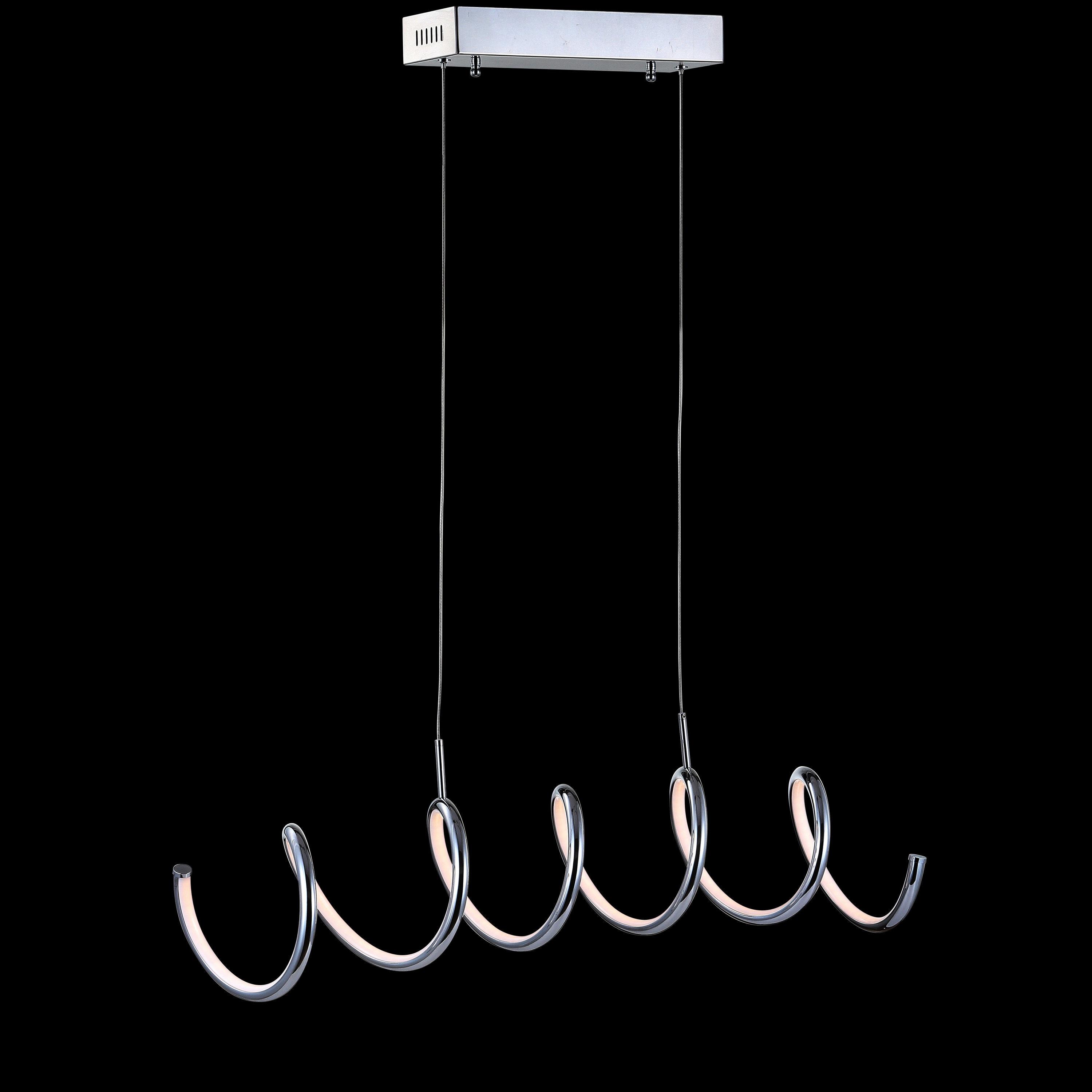 Ali 31" Dimmable Adjustable Integrated LED Metal Linear Pendant, Chrome