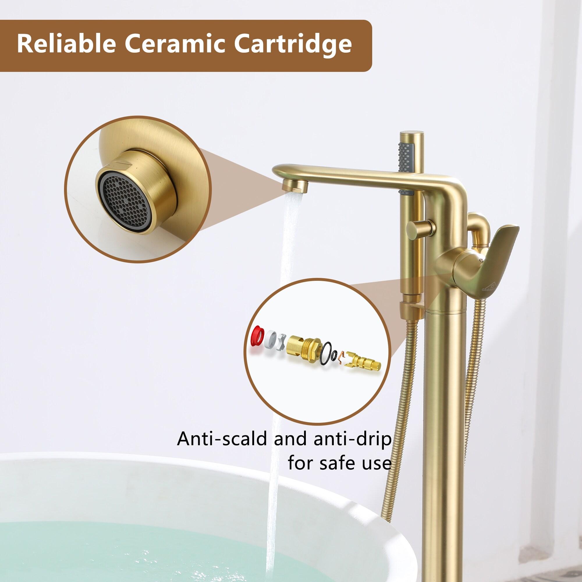 Single Handle Freestanding Bathtub Faucet with Diverter and Handshower