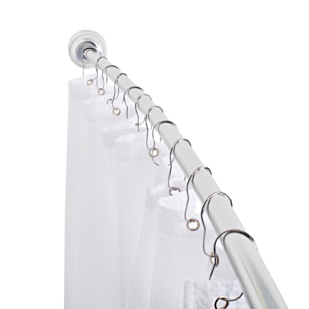 Utopia Alley Utopia Alley Rustproof Fixed Mount Single Curved Shower Rod, Aluminum, adjustable from 45" to 72" Wide
