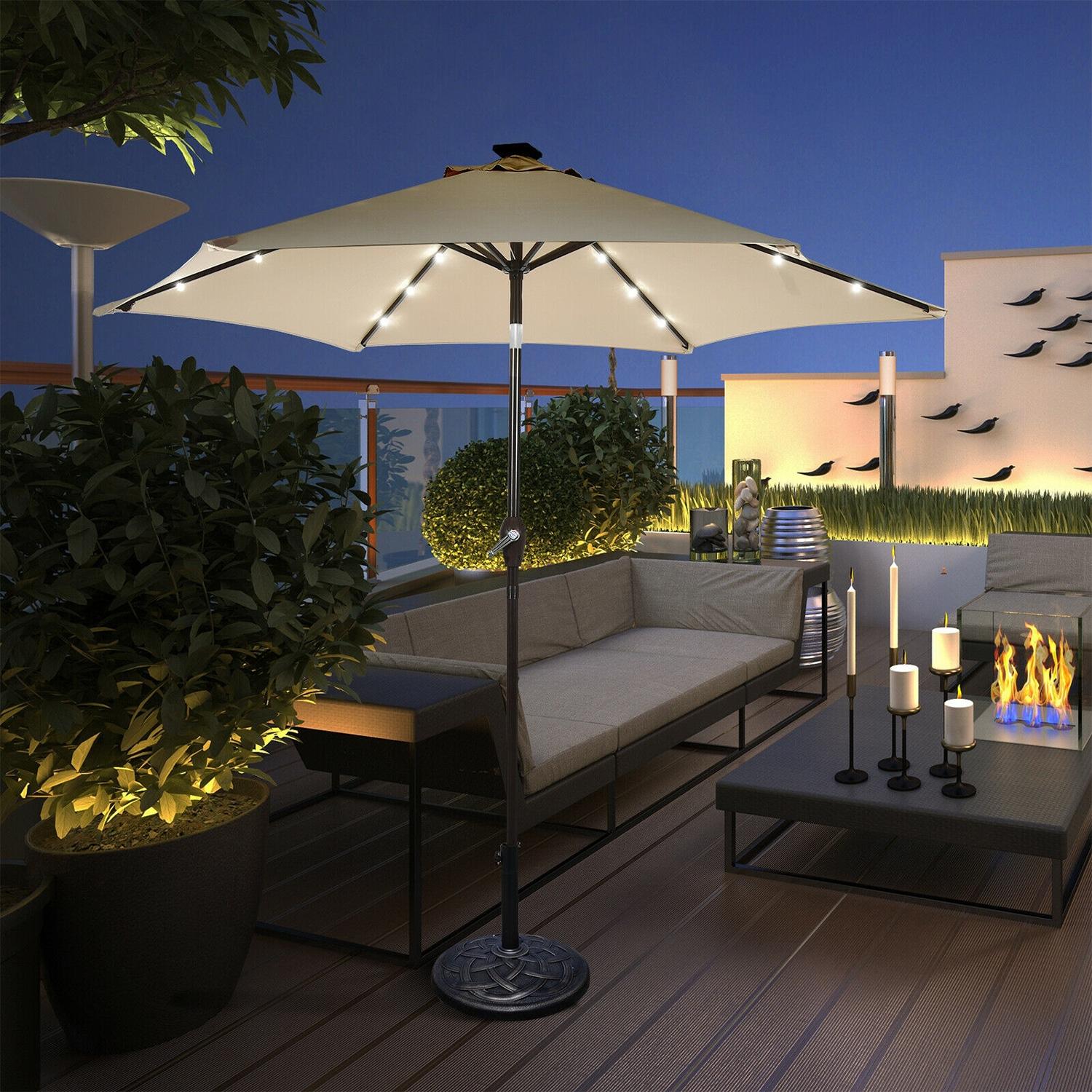 Latitude Run® 9 Feet Patio LED Solar Umbrella With Crank