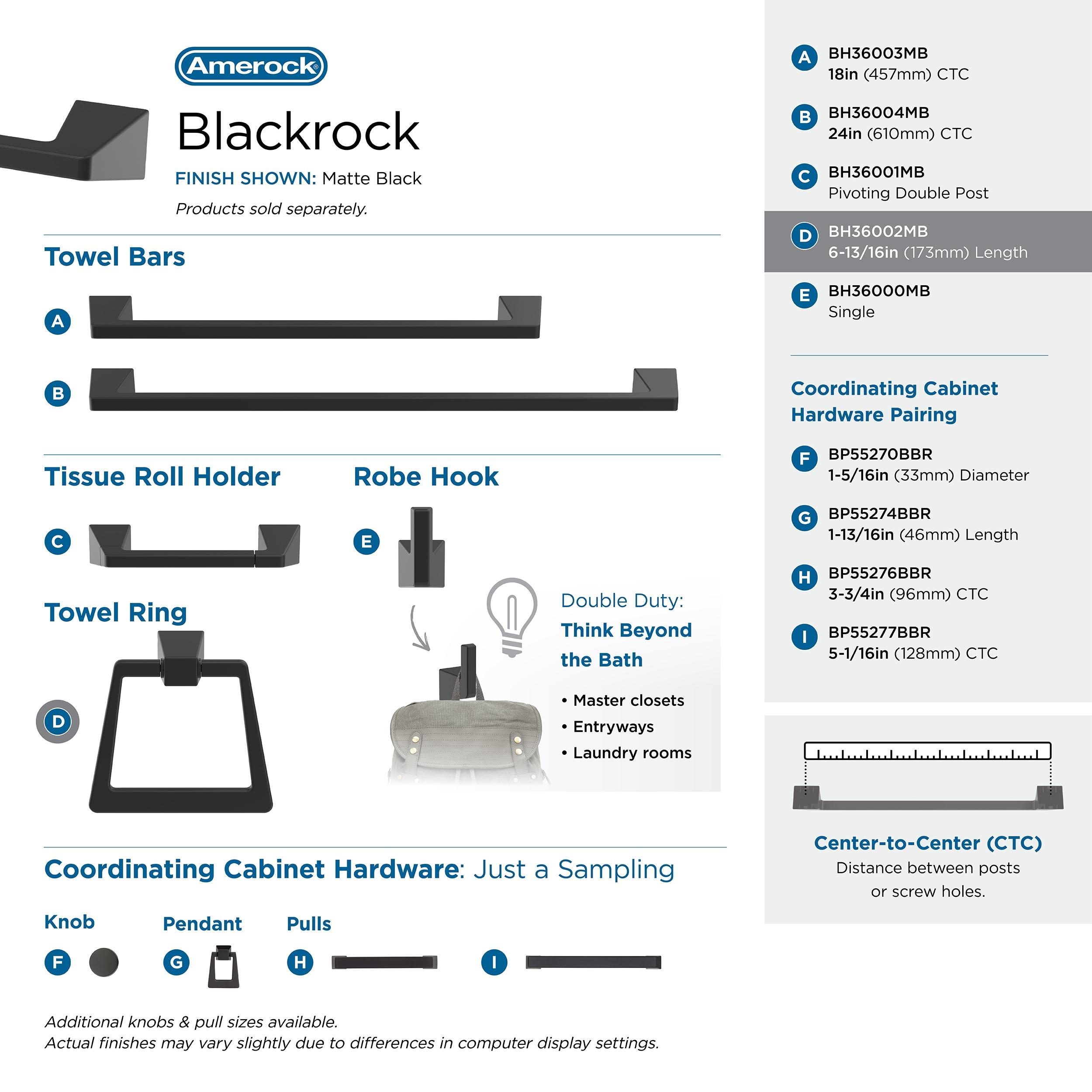 Amerock Blackrock Towel Ring BH36002MB