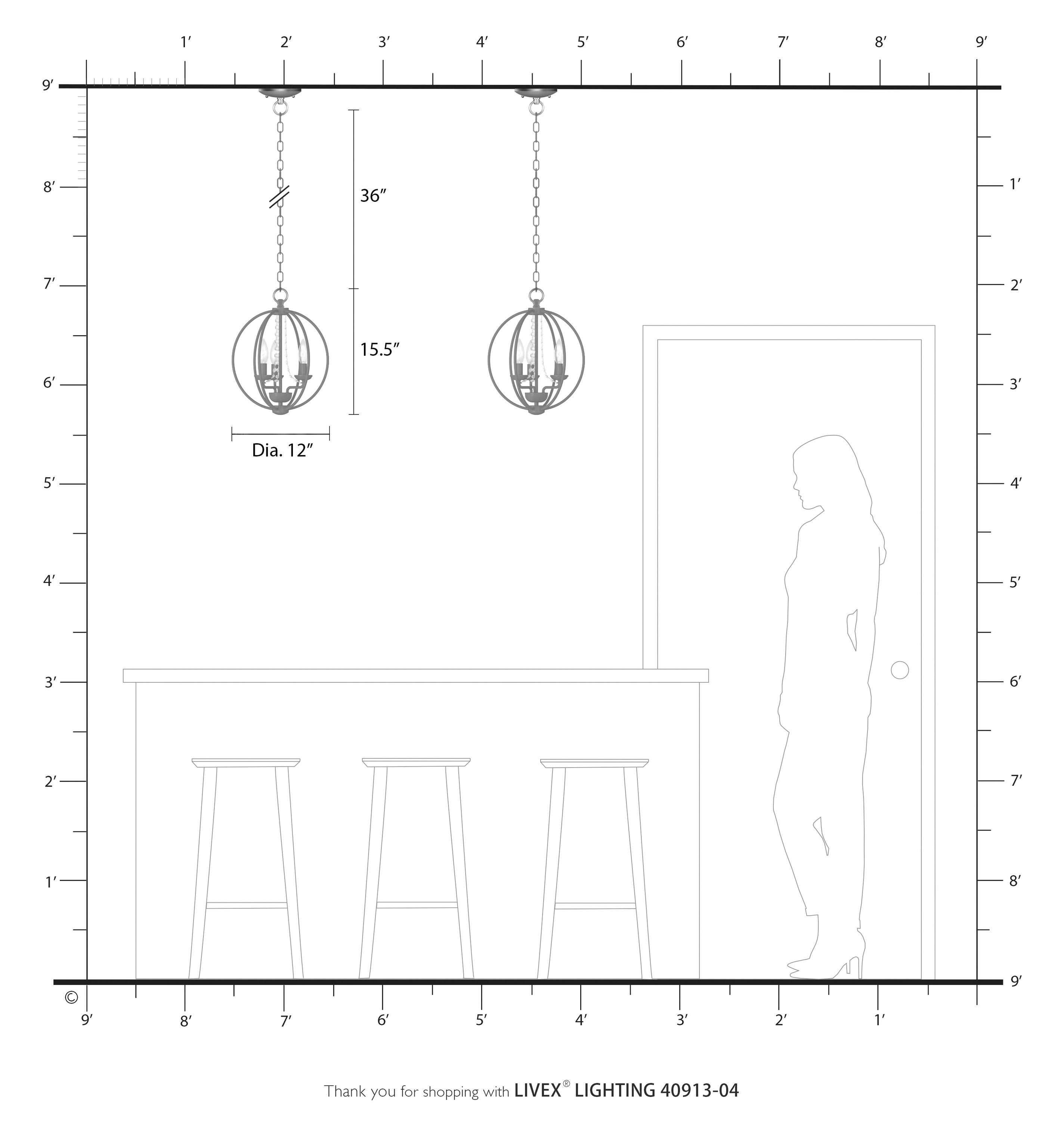 Livex Lighting Arabella 3 - Light Chandelier in  Black/Brushed Nickel