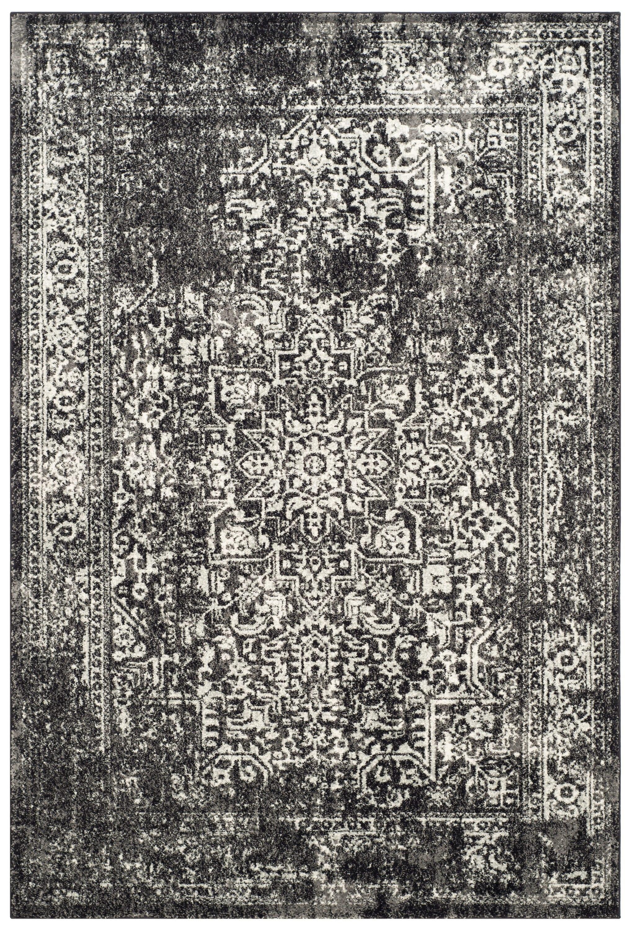 Evoke EVK256 Power Loomed Area Rug - Black/Grey - 5'3"x7'6" - Safavieh.