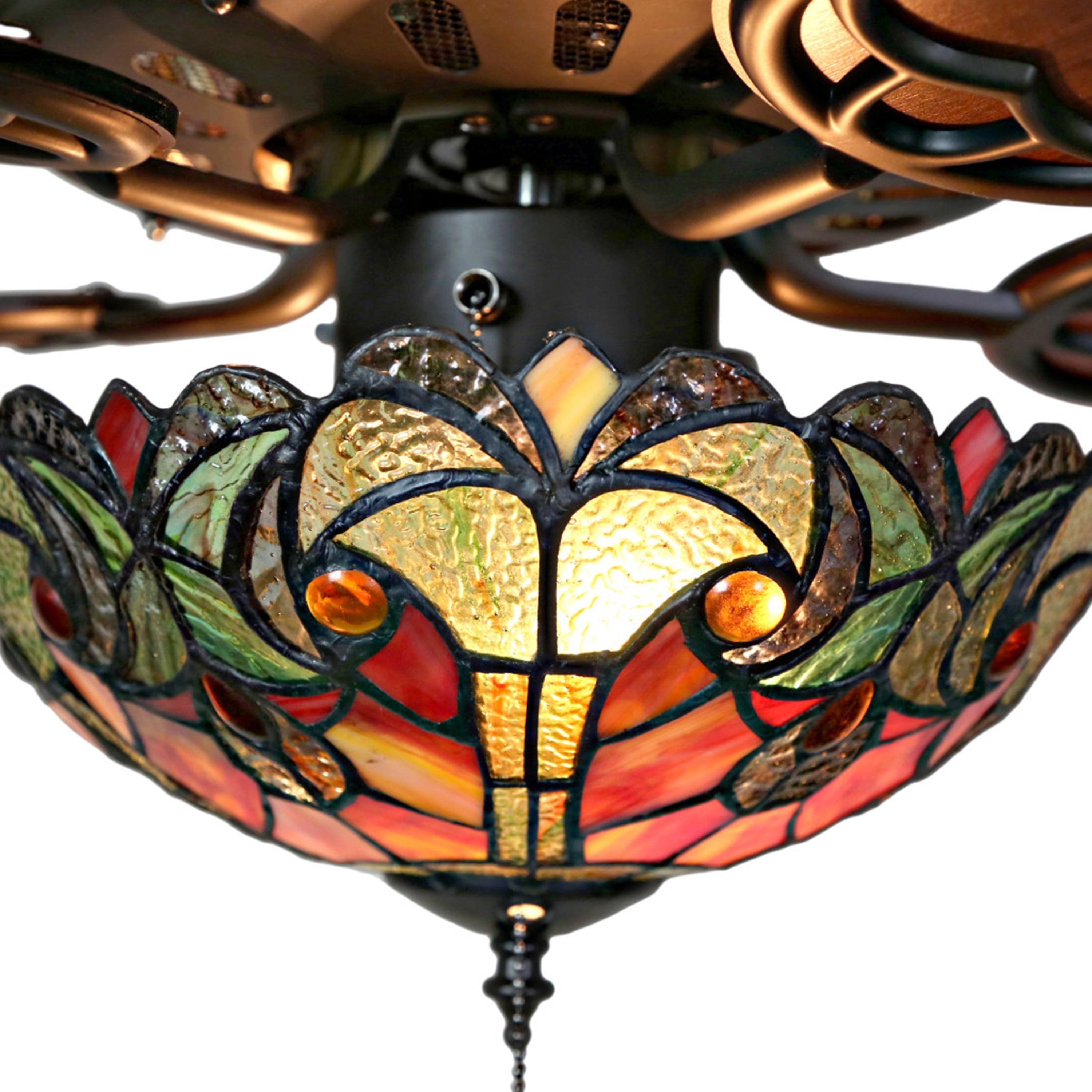 River of Goods 52" Halston Stained Glass LED Ceiling Fan With Light