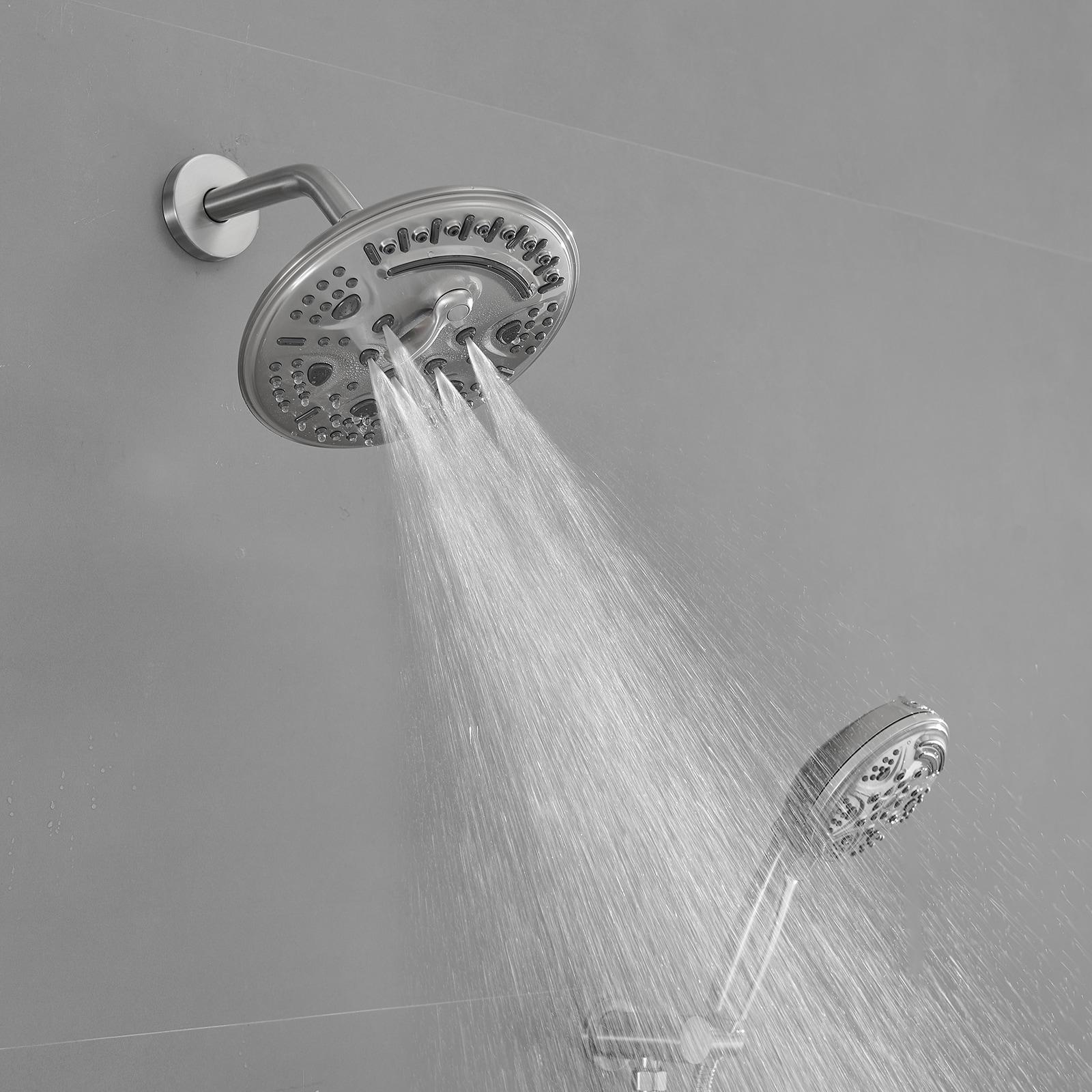 Single Handle 1-Spray Round Rain Shower Faucet Set with High Pressure Shower Head Hand Shower