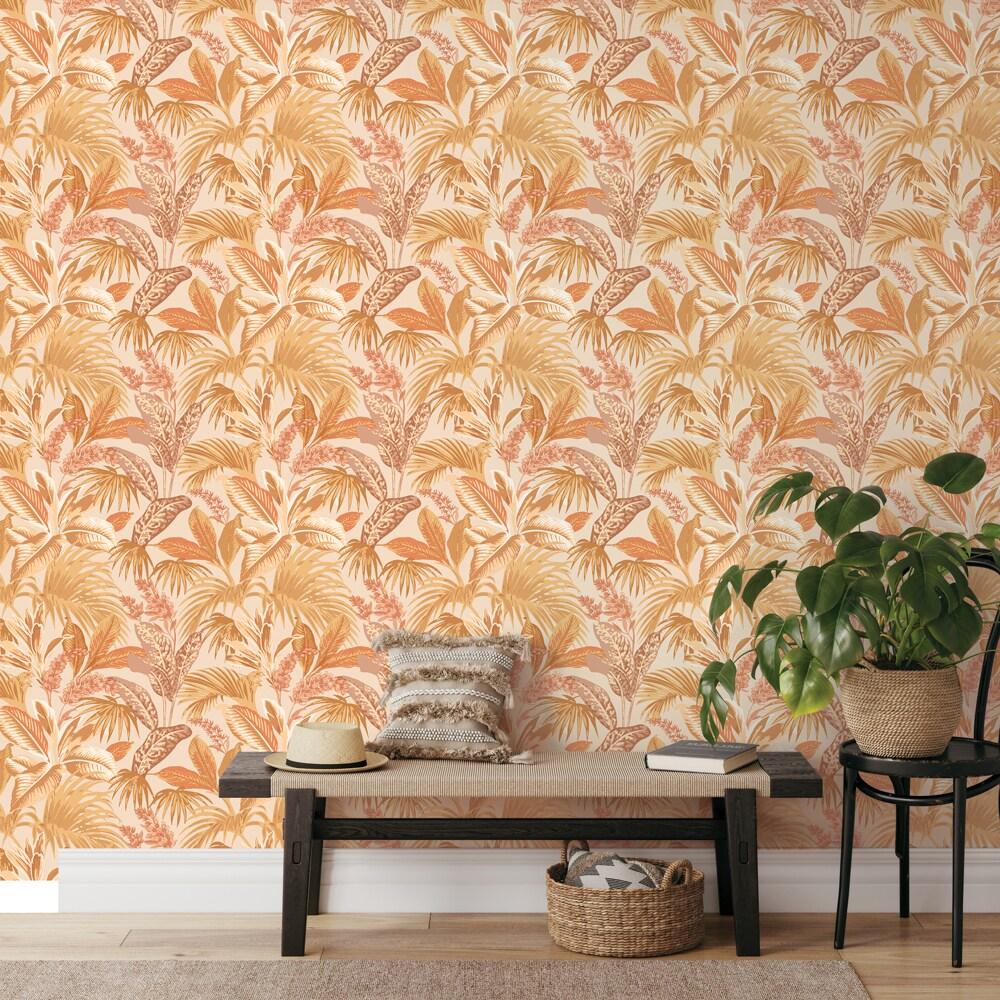 Tempaper & Co.® Havana Palm Removable Peel and Stick Wallpaper, Terracotta Sun, 28 sq. ft.: Vinyl Botanical Leaf Design