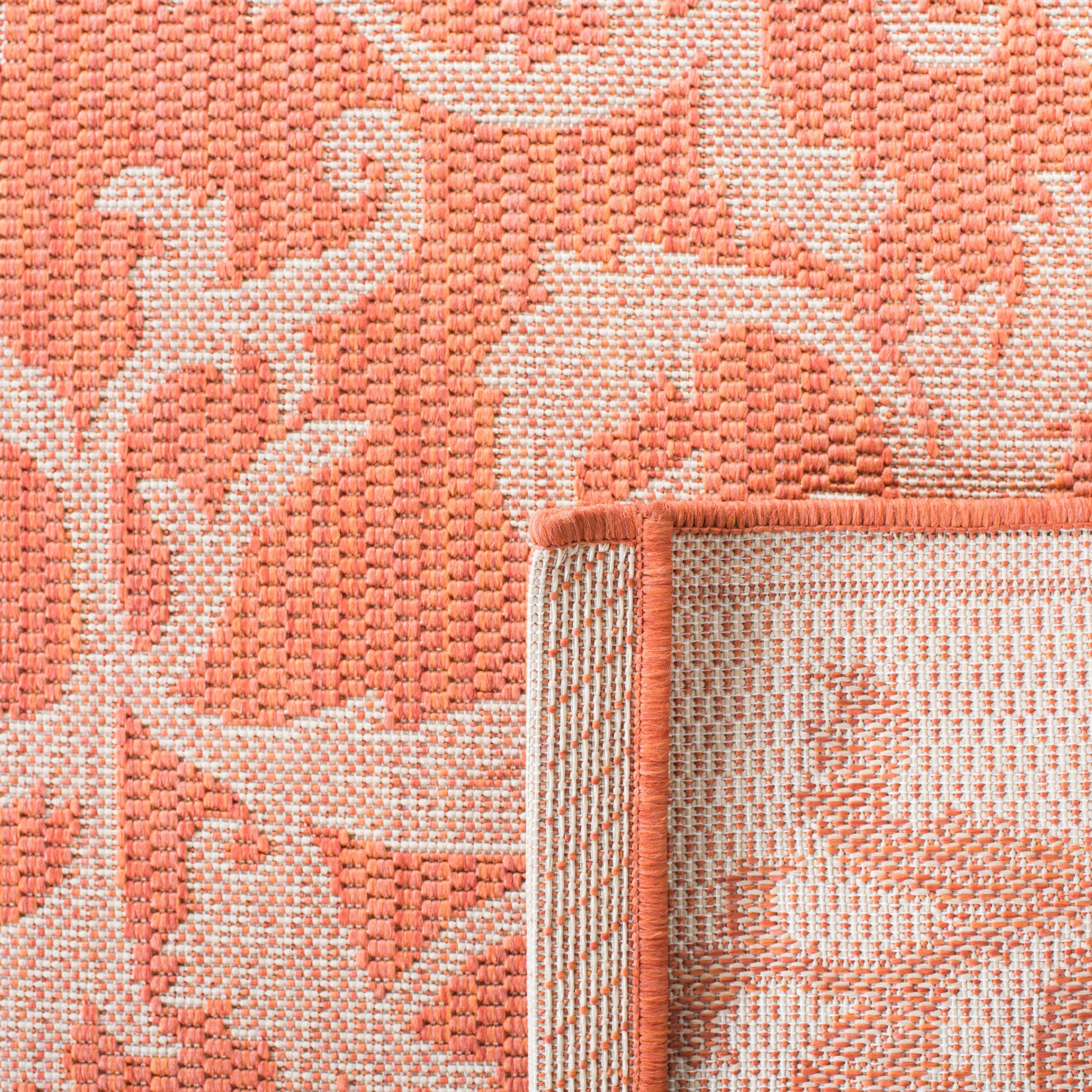 Courtyard CY2653 Power Loomed Indoor and Outdoor Area Rug - Terracotta/Natural - 6'7"x6'7" - Safavieh