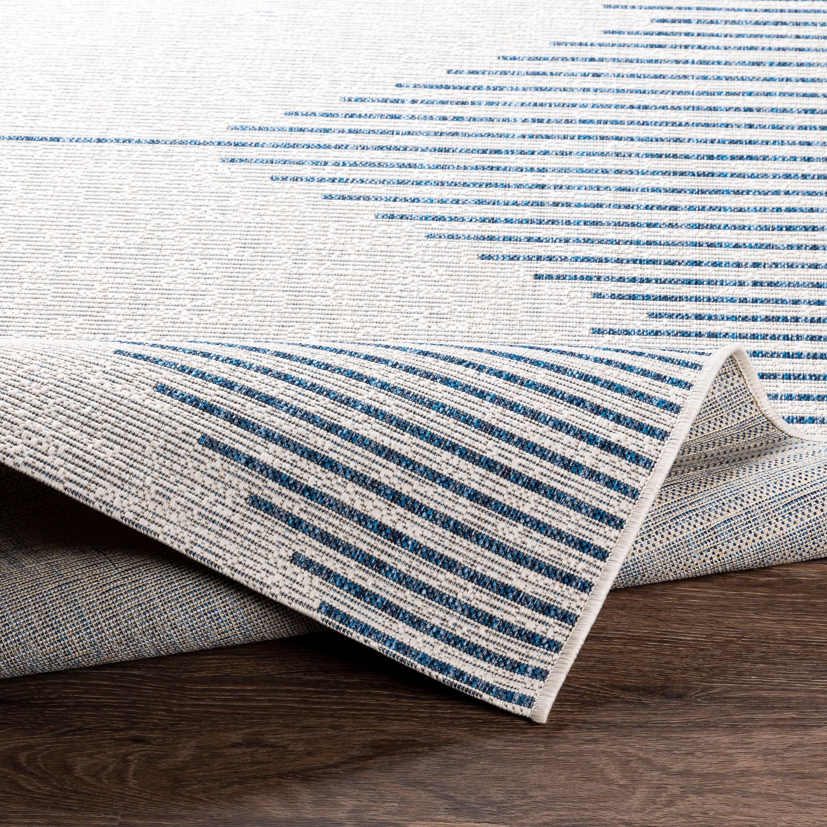 Surya Eagean EAG-2349 79 x 79" Square Fabric Rug in Blue/Navy/Off White