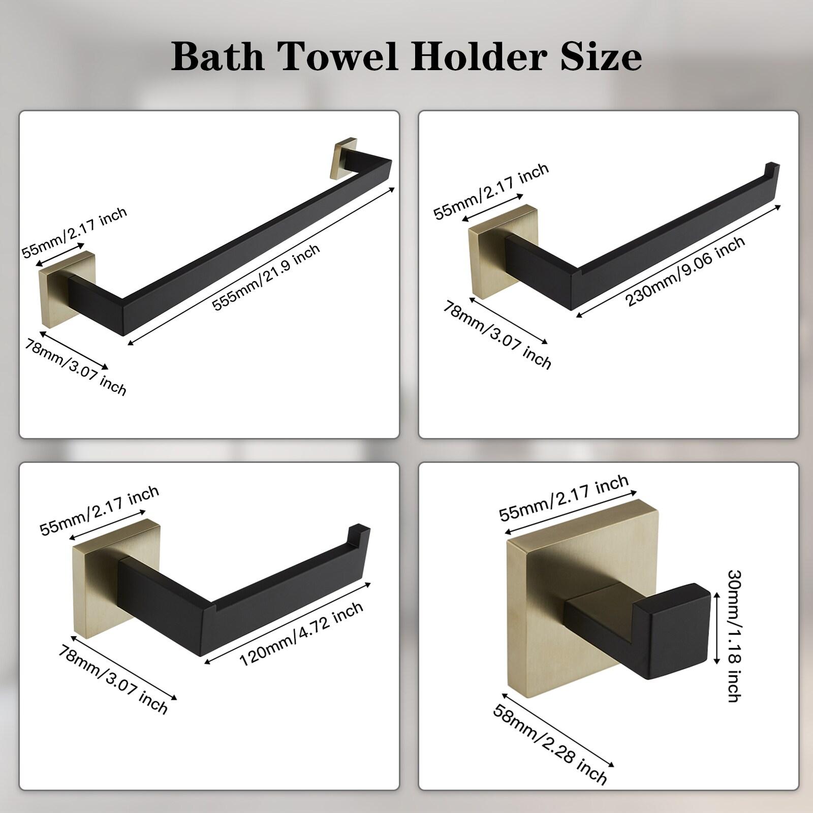 BWE 5-Piece Bath Hardware Set with Double Hooks Towel Ring Toilet Paper Holder and 24 in. Towel Bar