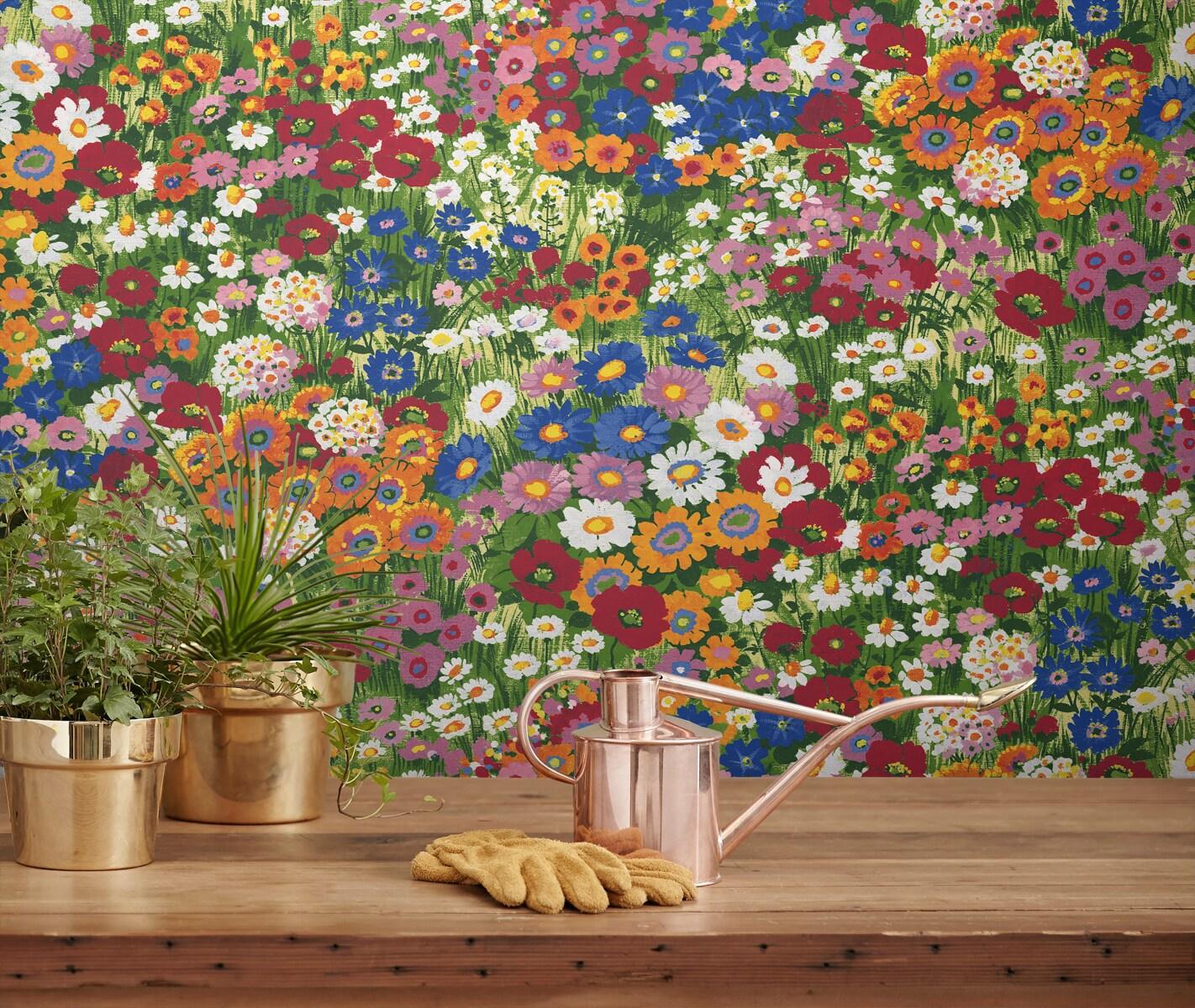 NextWall Floral Meadow Peel and Stick Wallpaper: Self-Adhesive Vinyl, Botanical Pattern, Smooth Finish, 30.75 Sq Ft Coverage