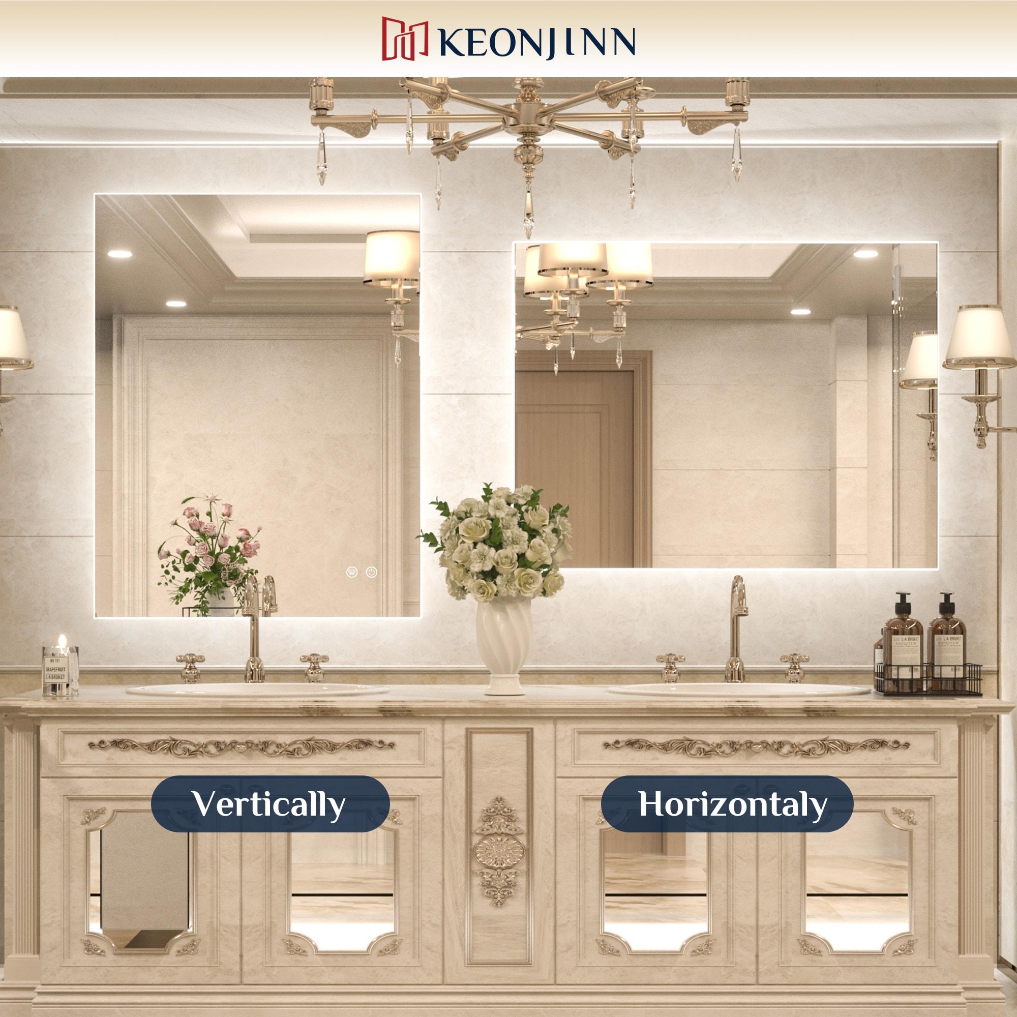 Ivy Bronx Keonjinn 40 X 24 In LED Bathroom Mirror With Lights, Adjustable 3 Color Lights, LED Vanity Mirror, Wall Mounted Anti-Fog Dimmable Mirror, UL Listed LED Driver, HD Tempered Glass(Horizontal/Vertical)