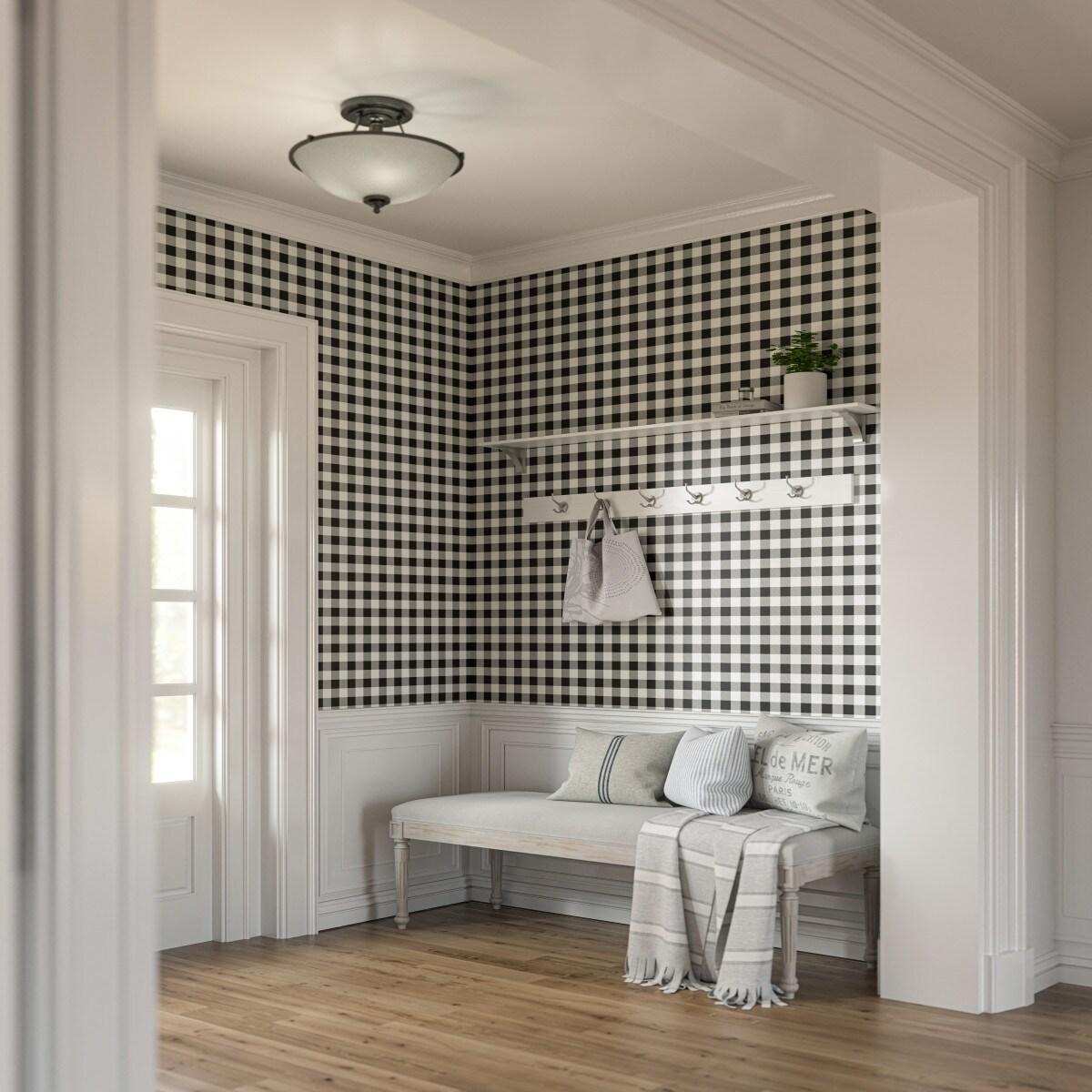 EasyLiner Premium Peel & Stick Wallpaper, Black Gingham 20 in. x 18 ft.