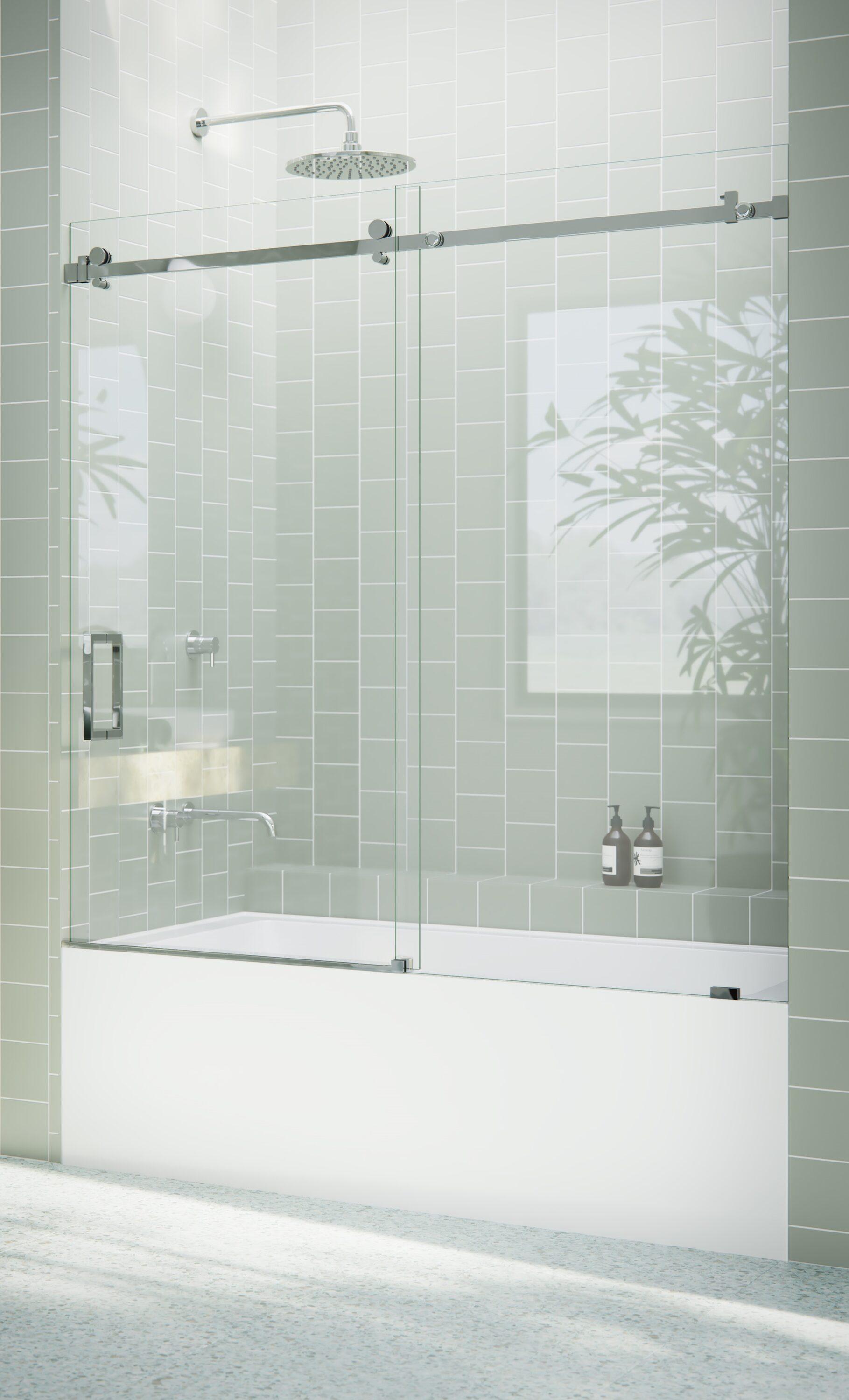 Astro 56 in. - 60 in. x 60 in. Frameless Sliding Bathtub Door