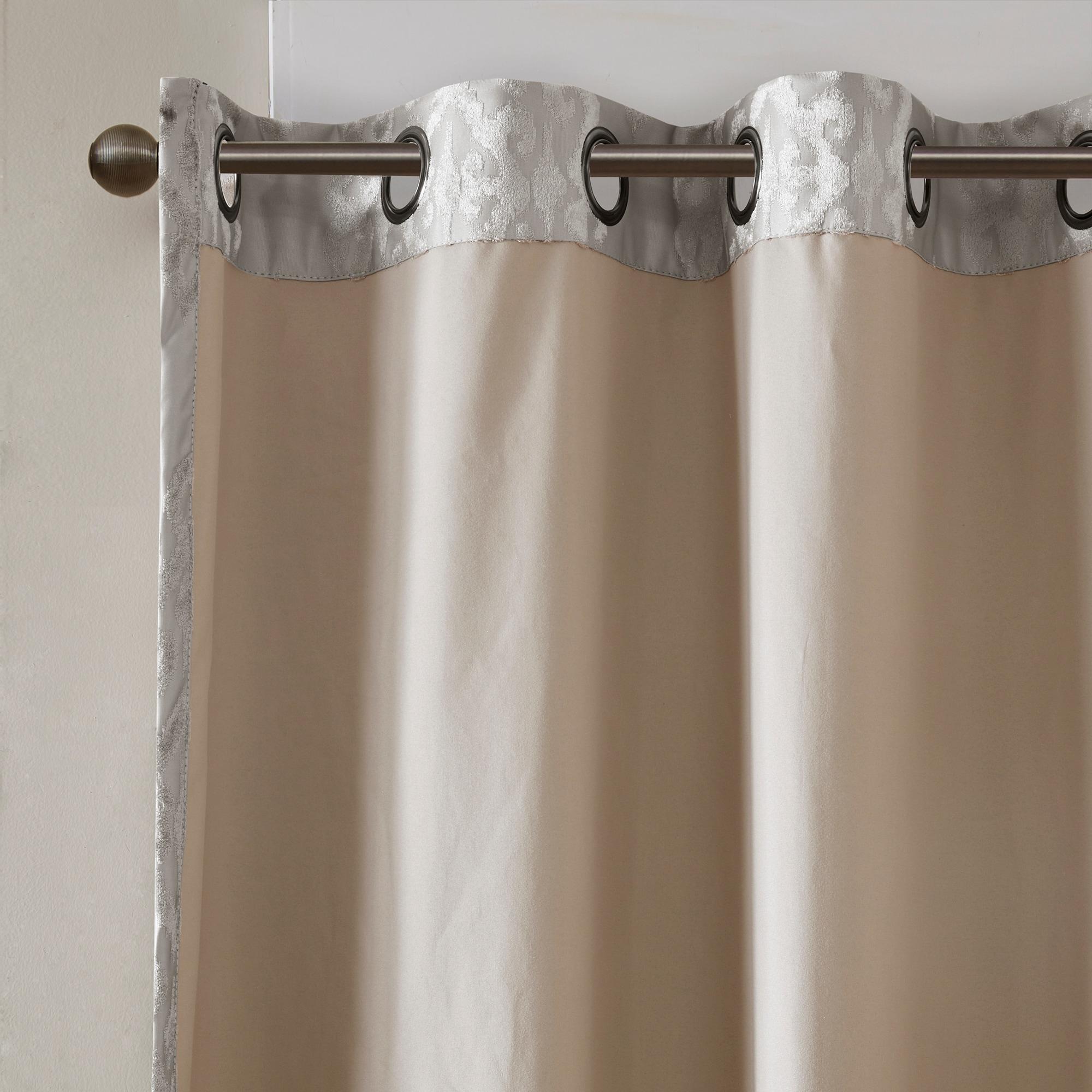 Gray Polyester Blackout Grommet Top Curtain Panel