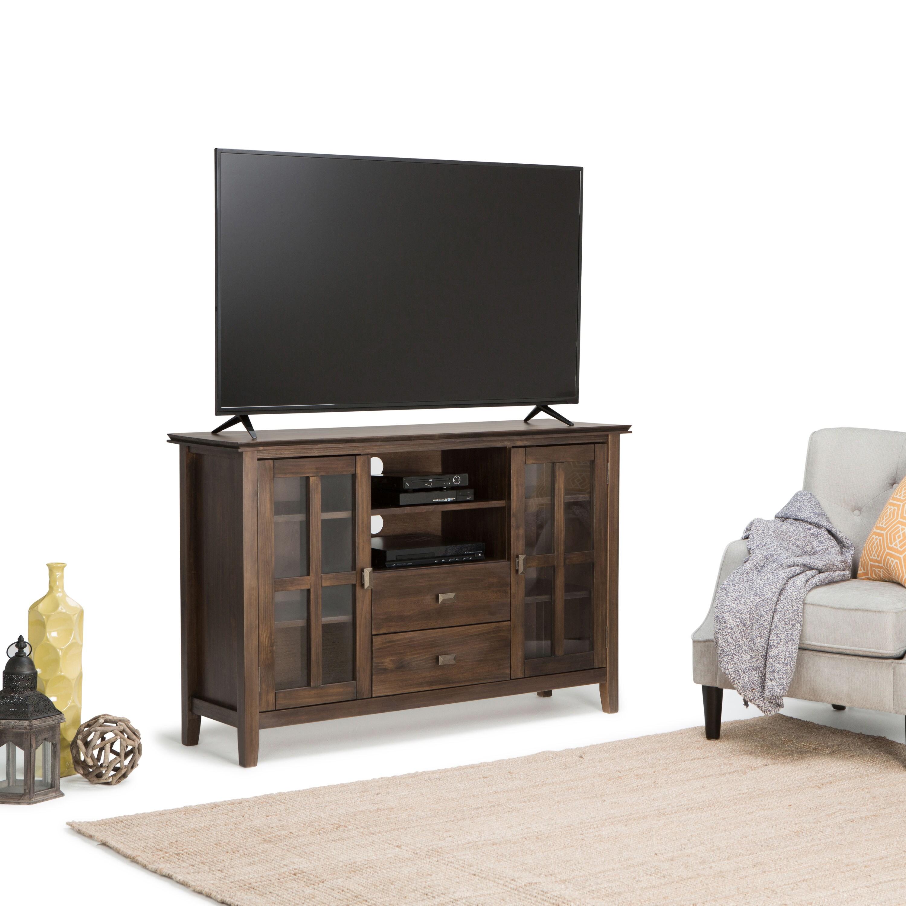 Simpli Home Artisan 53"W Solid Wood Contemporary Tall TV Stand for TVs up to 60" with Adjustable Shelves & Reviews | Wayfair