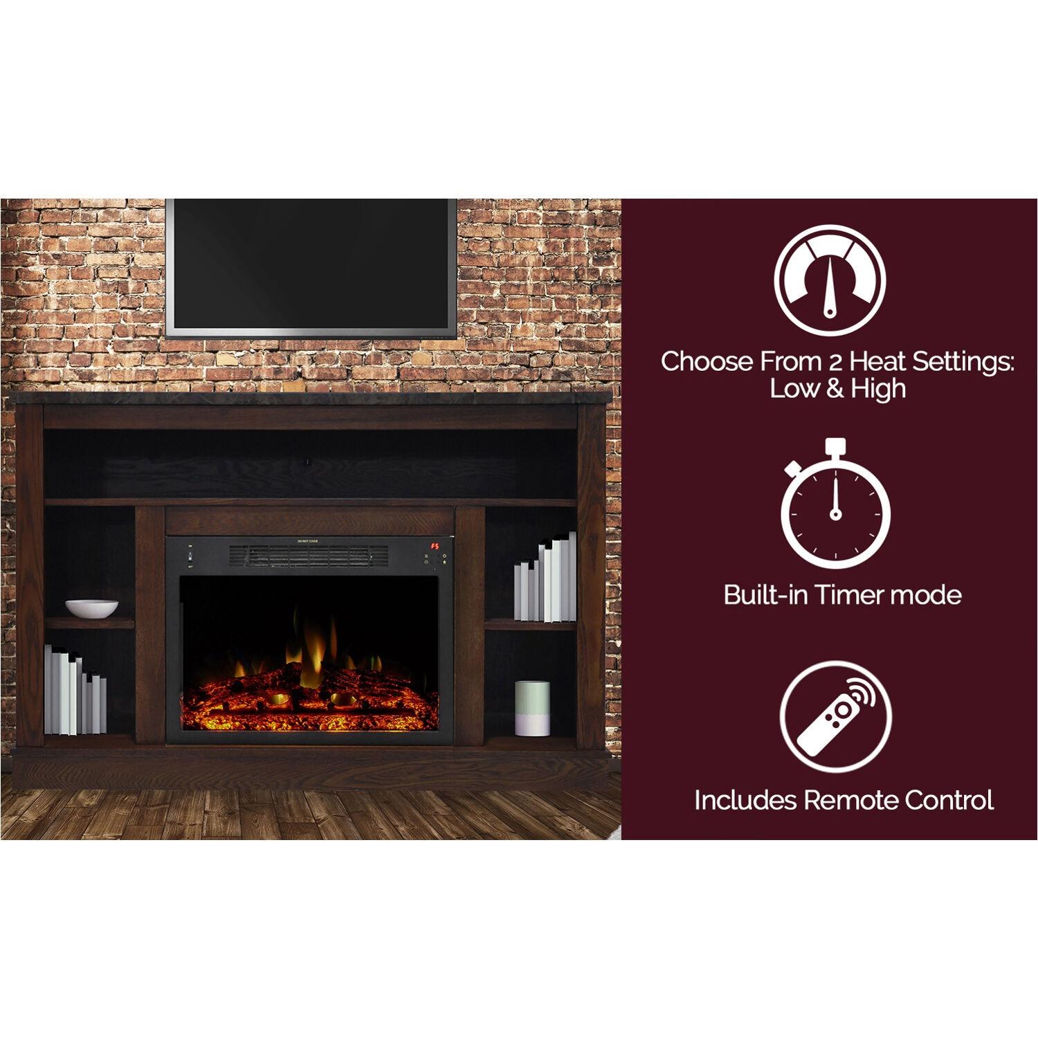 Cambridge Seville Freestanding Fireplace Mantel TV Stand with Storage Shelves and 1500W Electric Heater Insert