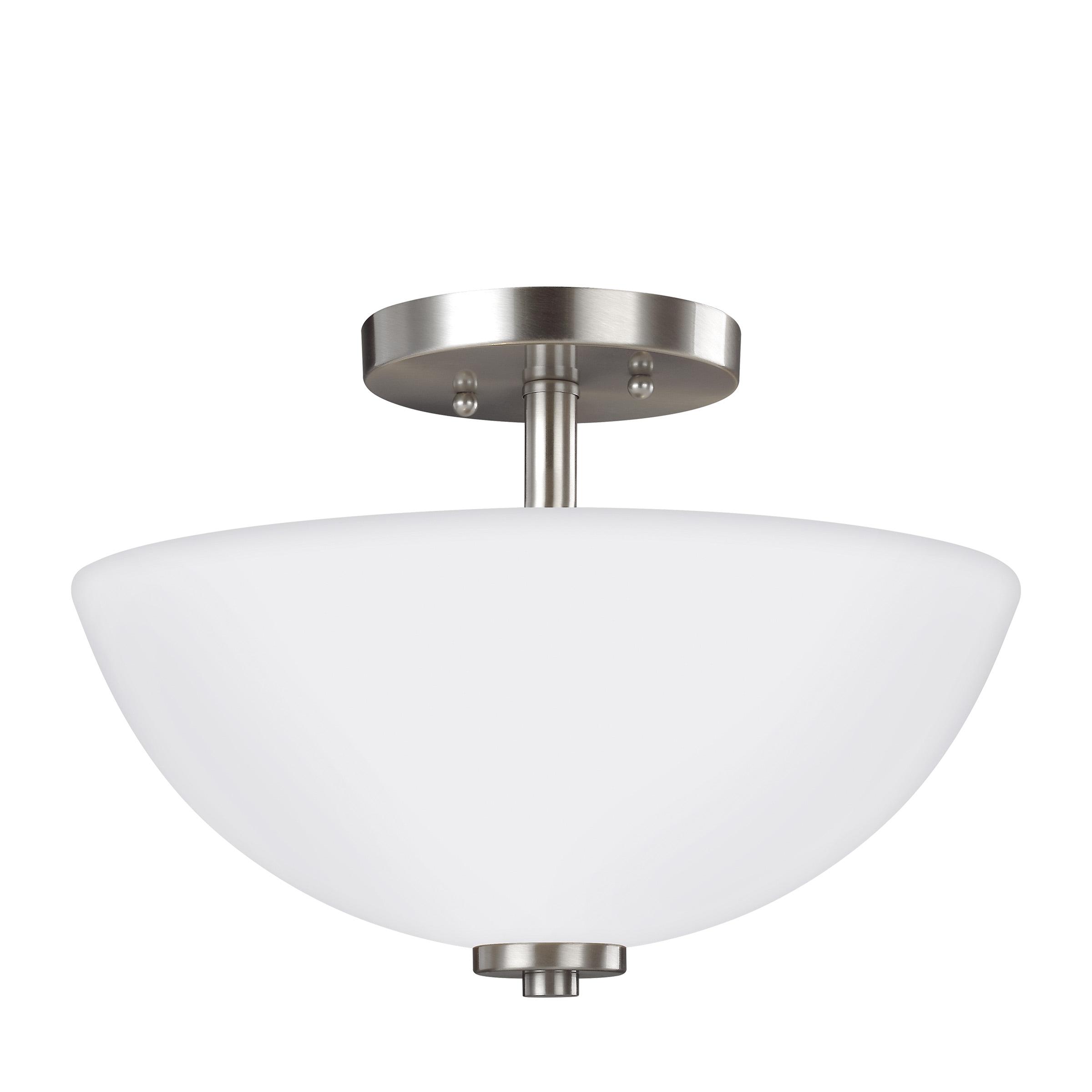 Elegant Brushed Nickel 2-Light LED Pendant with Etched Glass Shade