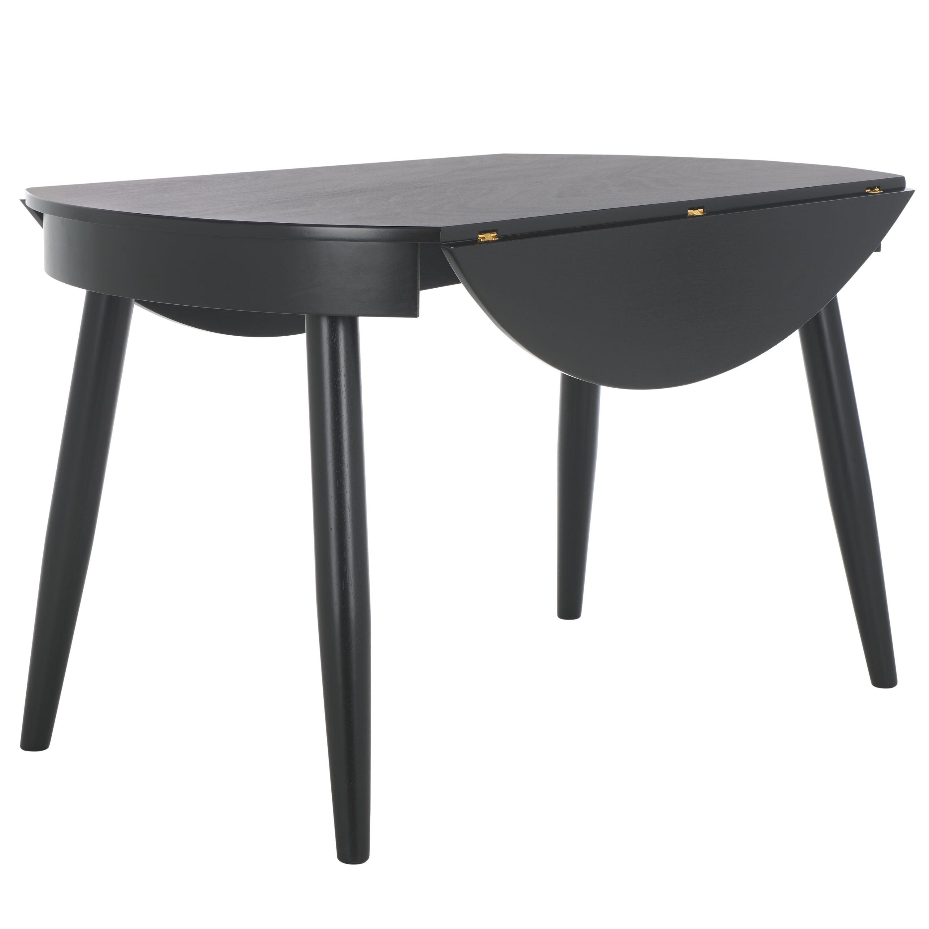 Black Round Reclaimed Wood Extendable Dining Table