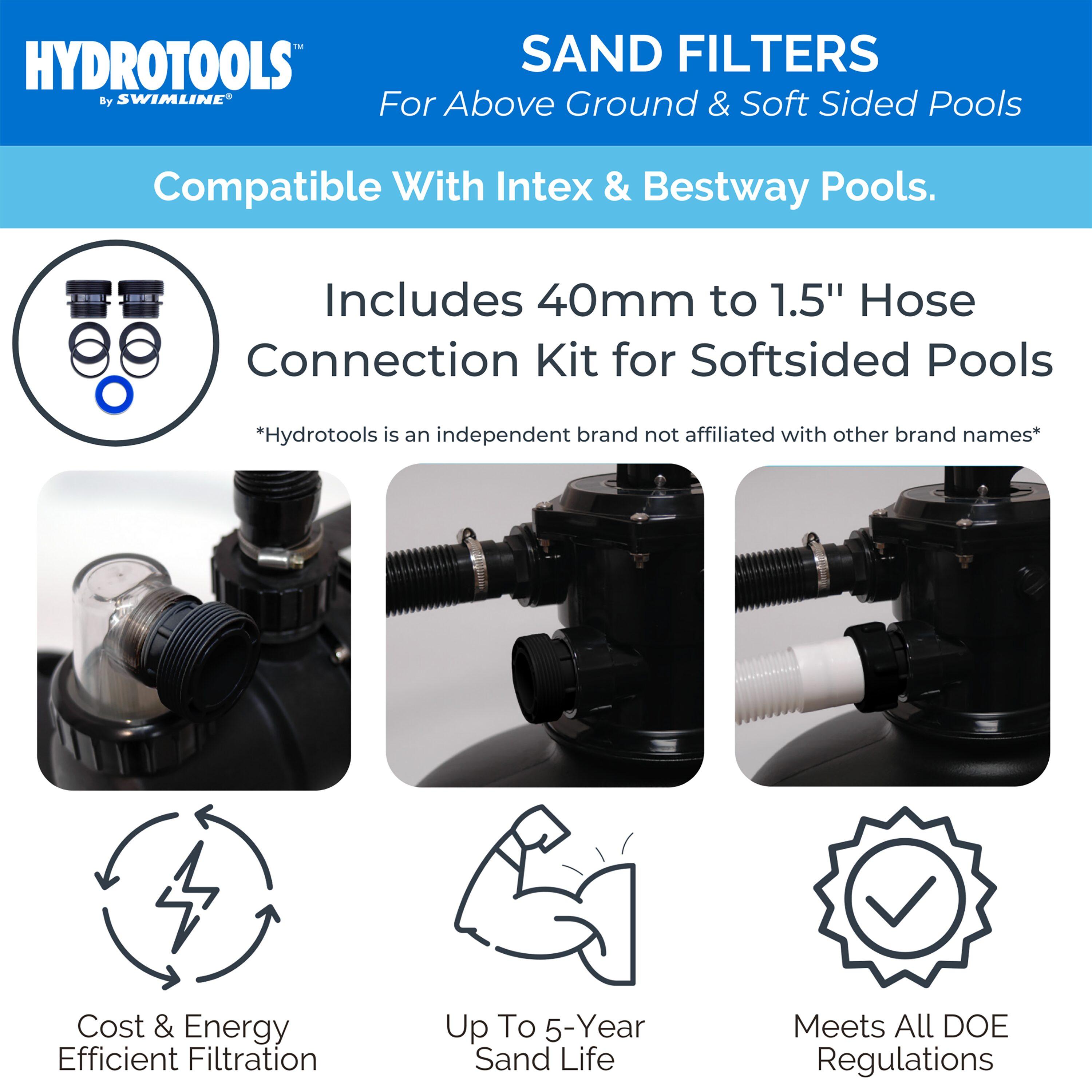 Swimline 12" .33HP HydroTools Sand Filter Pool Cleaning System Pump for 8000 Gallons Above Ground Swimming Pools and 4 Way Function Valve (71225)