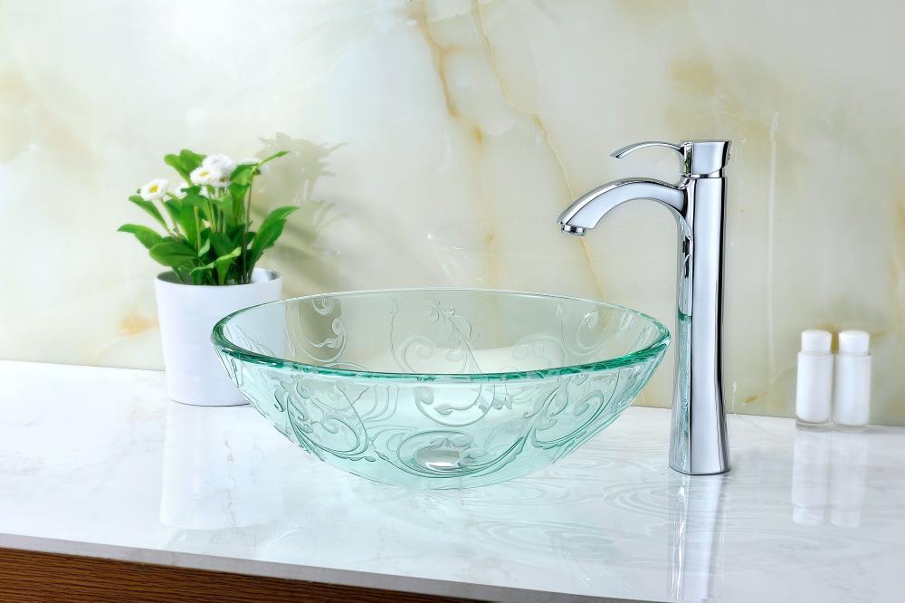 ANZZI Vieno 16.5'' Clear Tempered Glass Circular Bathroom Sink