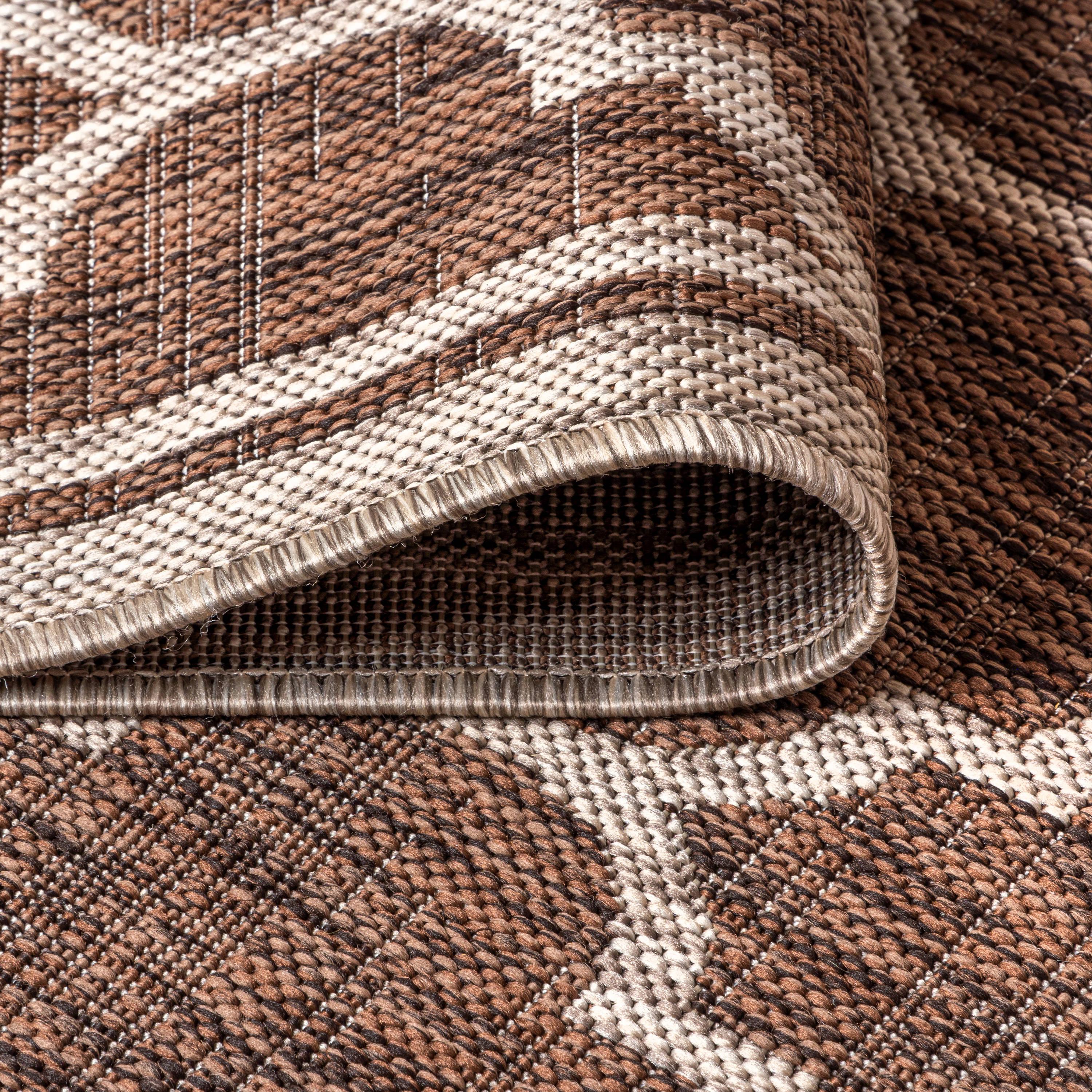 8'x10' Trebol Moroccan Trellis Textured Weave Indoor/Outdoor Area Rug, Espresso/Taupe - JONATHAN Y