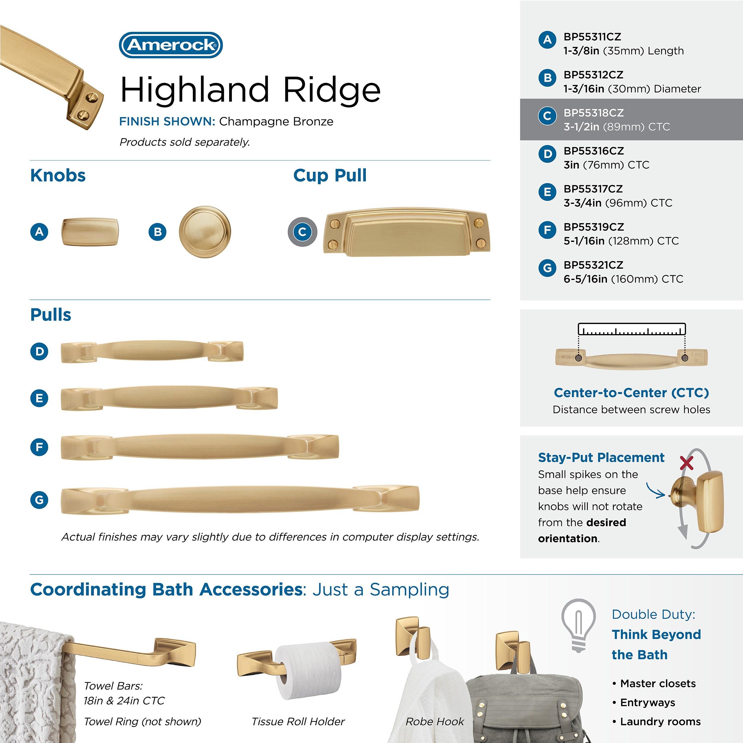 Highland Ridge 3 1/2" Center to Center Cup/Bin Pull