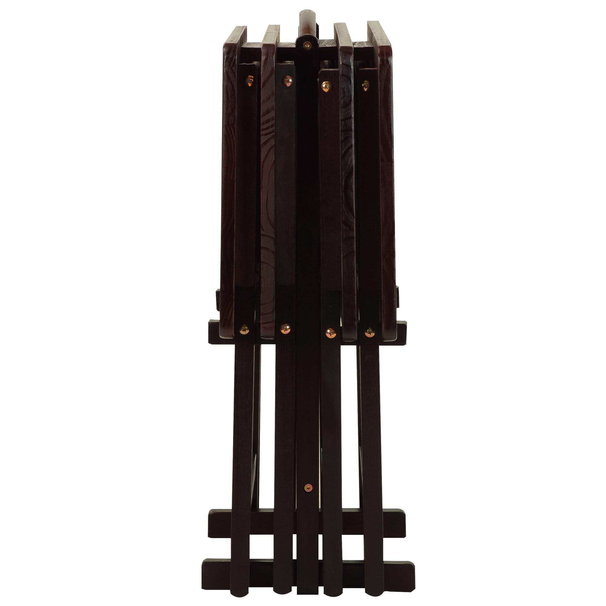 5-Piece TV Tray Table Set with Holder in Espresso (4 Trays, 1 Stand)