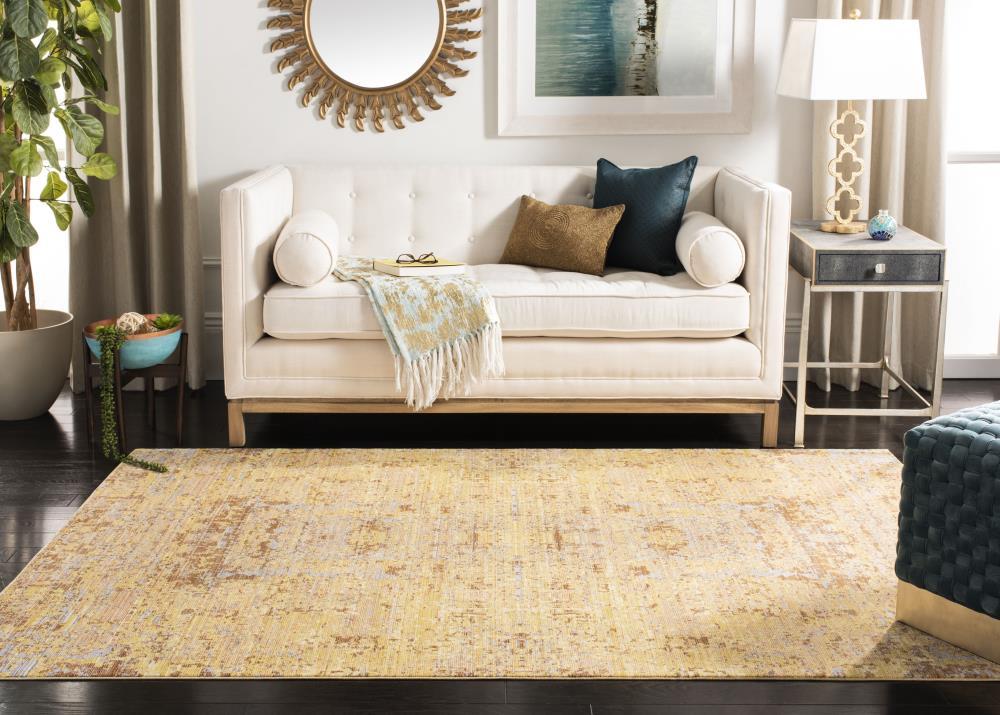 Mystique MYS971 Power Loomed Area Rug - Gold/Multi - 4'x6' - Safavieh.