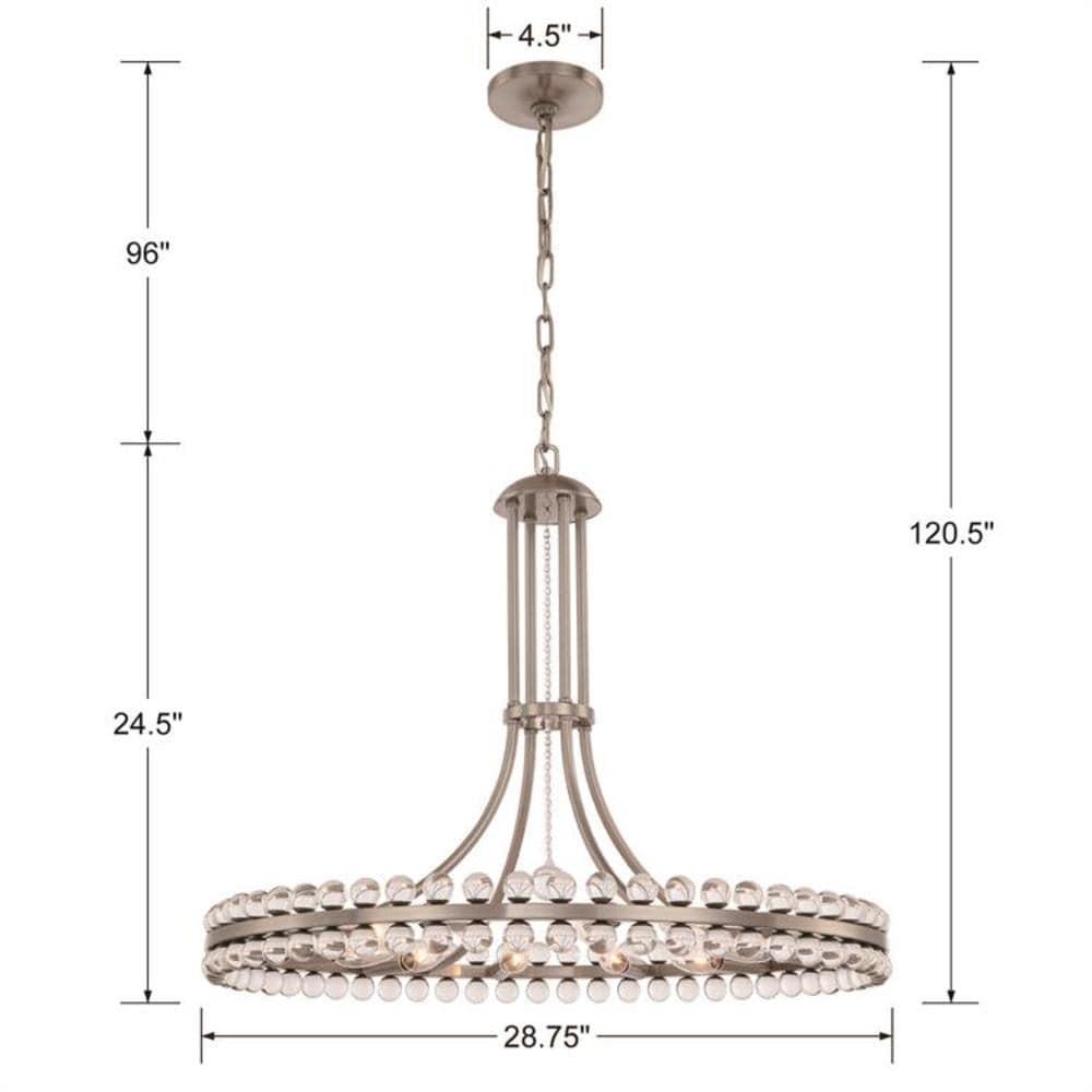 Brushed Nickel and Glass 12-Light Chandelier