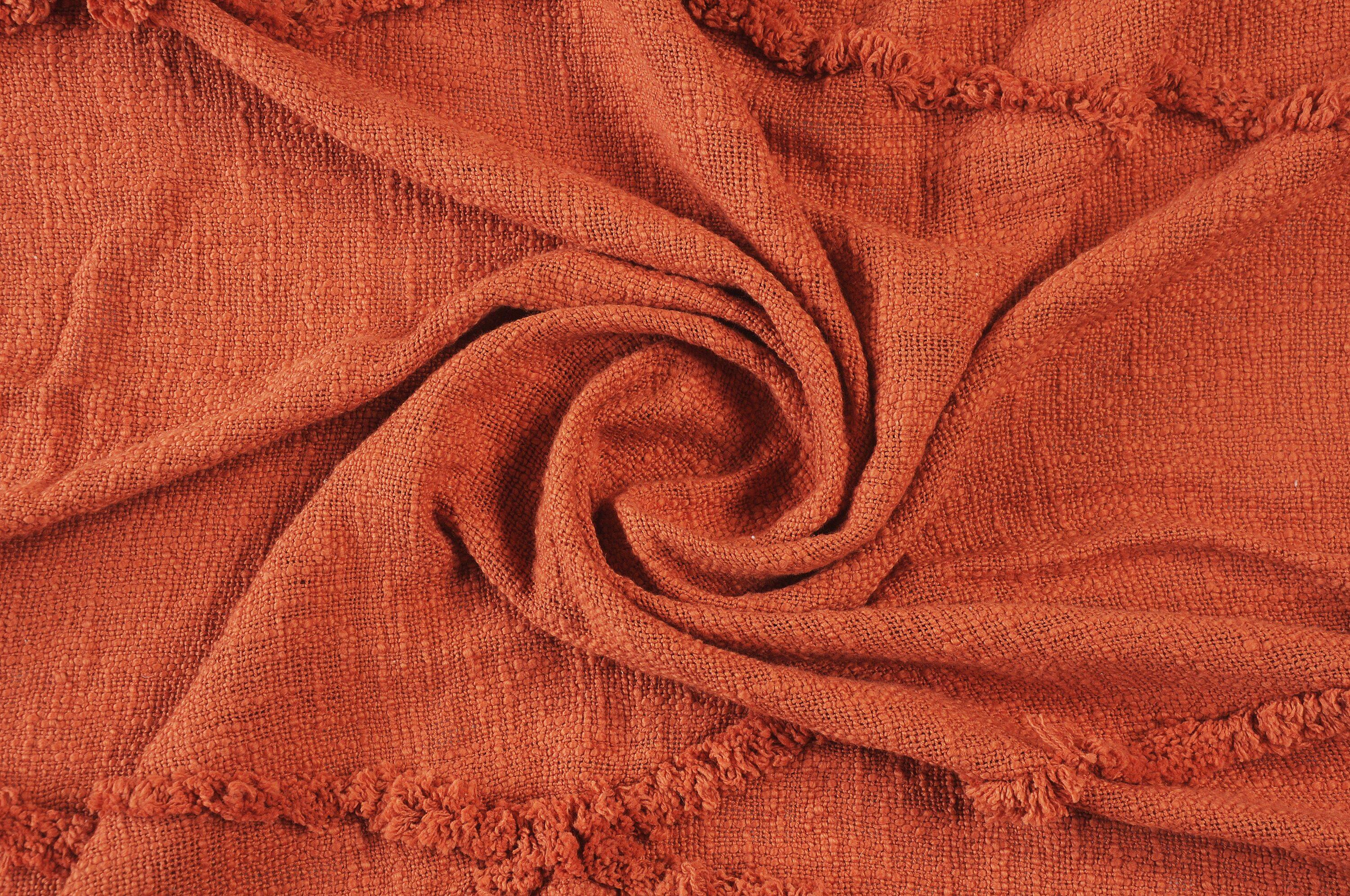 Evette Rios Sierra Handmade Woven Solid Color Fringed 100% Cotton Throw Blanket