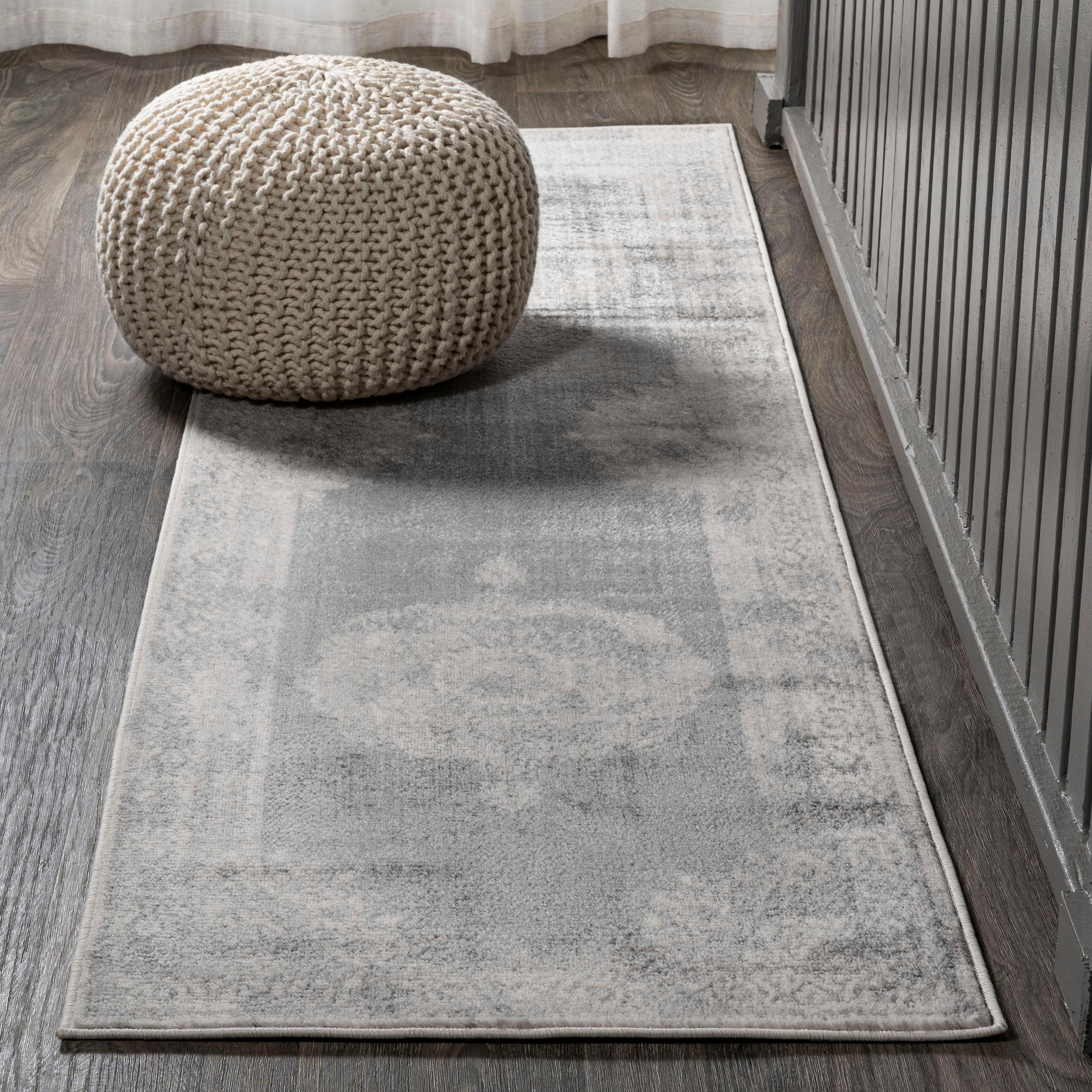 2'x10' Rosalia Cottage Medallion Runner Rug, Gray/Dark Gray - JONATHAN Y