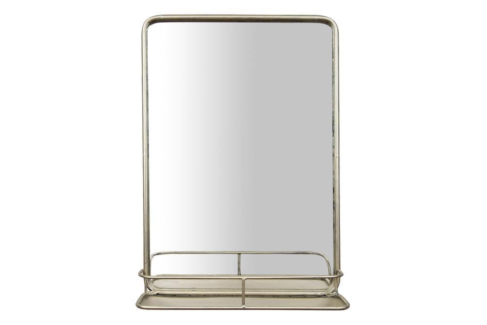 Antique Silver and Gold Rectangular Wood Vanity Mirror