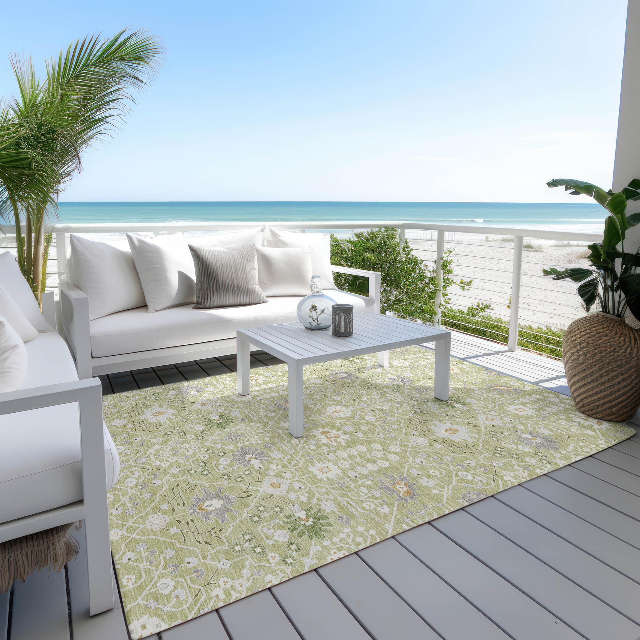 Machine Washable Indoor/Outdoor Chayden ACN1009 Aloe 2'3" x 7'6" Runner Rug