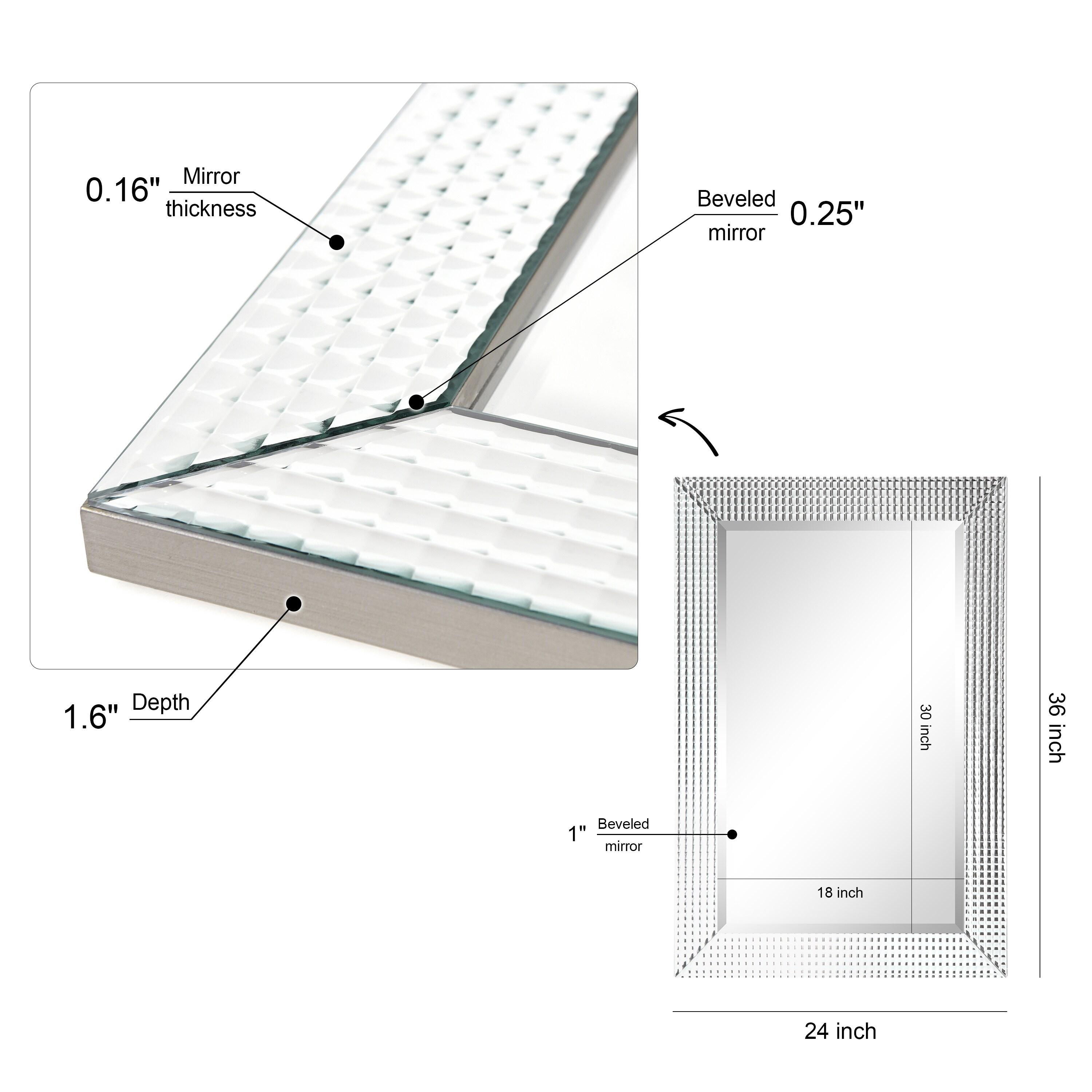 24 x 36 in. Solid Wood Frame Covered Wall Mirror with Beveled Prism Mirror Panels - 1 in. Beveled Edge