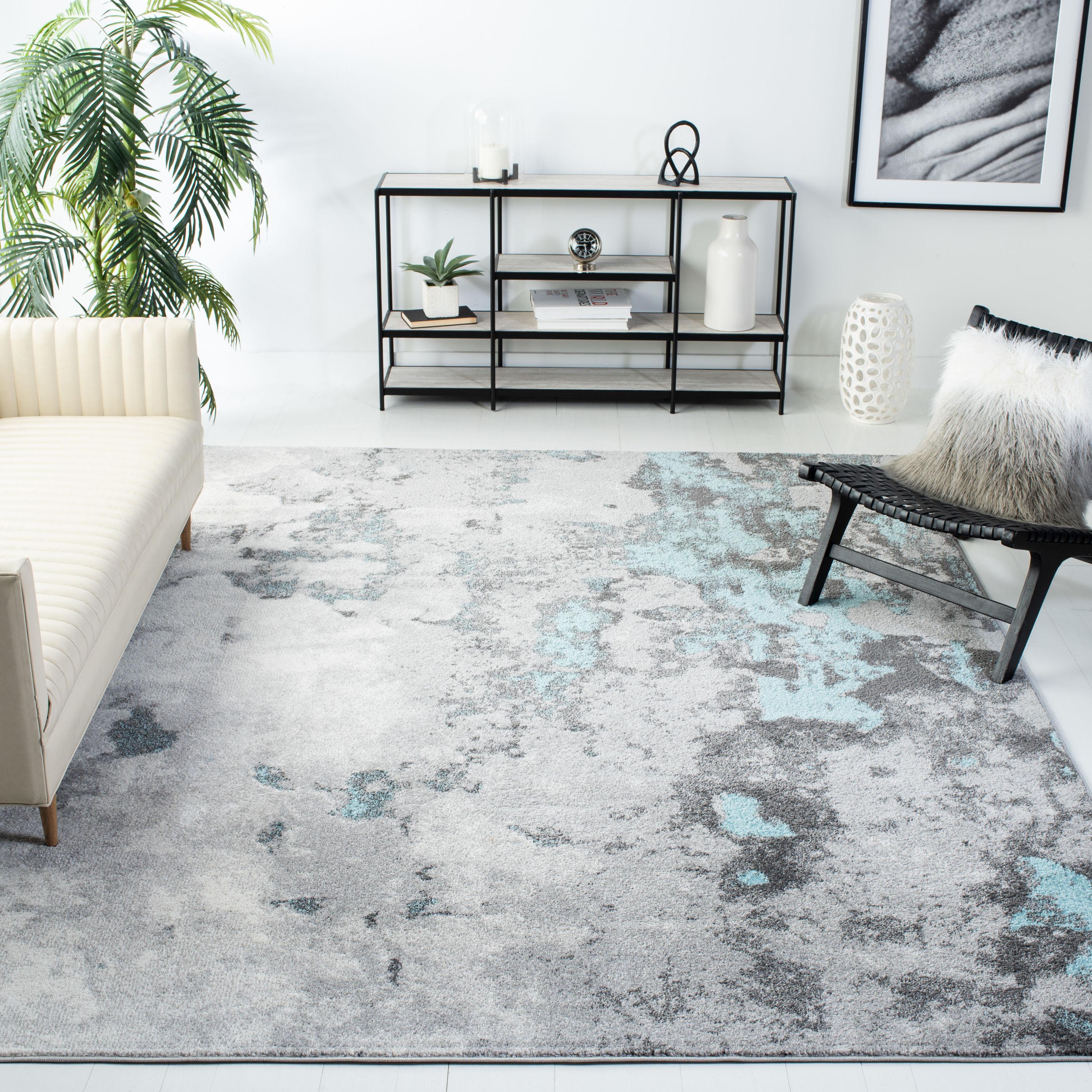 Adirondack ADR134 Machine Made Indoor Area Rug - Turquoise/Grey - 6'x6' - Safavieh